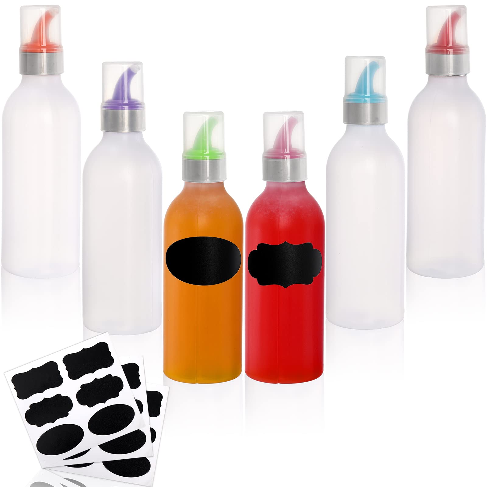 Lawei 6 Pack 15 Oz Plastic Squeeze Condiment Bottle - Plastic Squirt Bottles With Lids And Colored Tips - Perfect For Condiments
