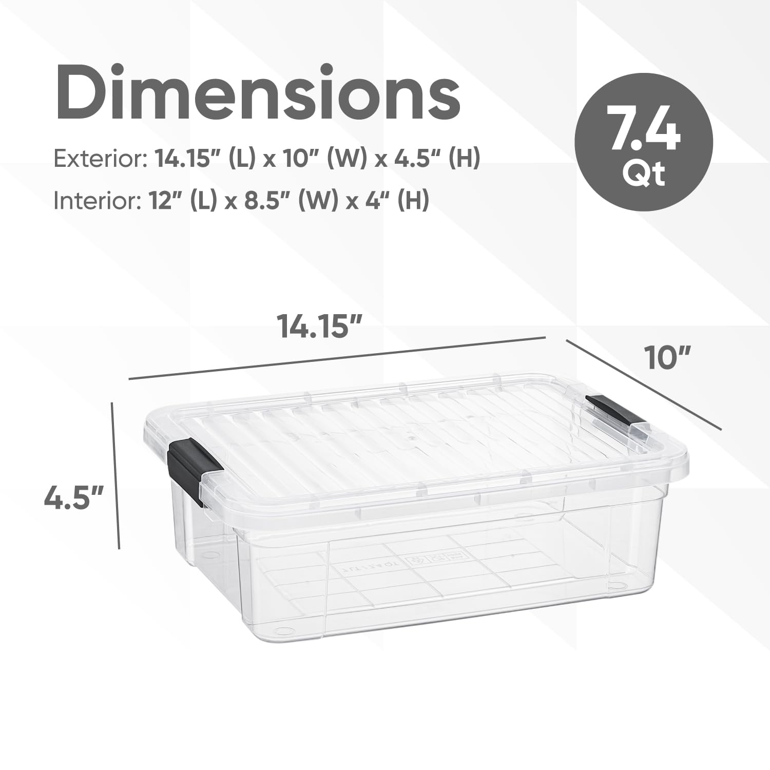 Superio Clear Storage Boxes With Lids, 7 Quart Plastic Container Bins For Organizing, Stackable Crates, Bpa Free, Non Toxic, Odo