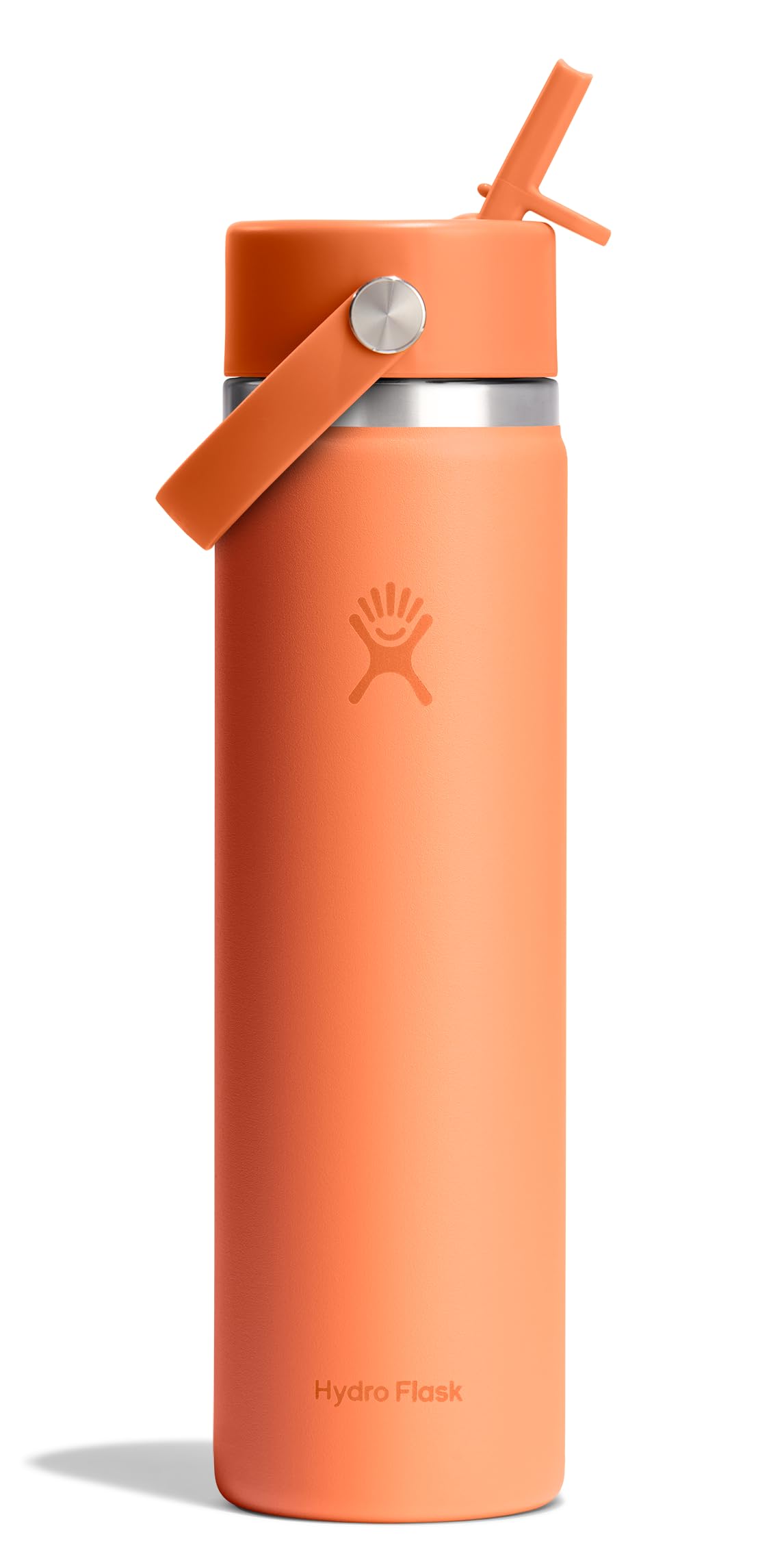 Hydro Flask Water Bottle - Insulated Stainless Steel - Wide Mouth Flex Straw Lid, Non Spill, Leakproof and Refillable in 24 Oz N