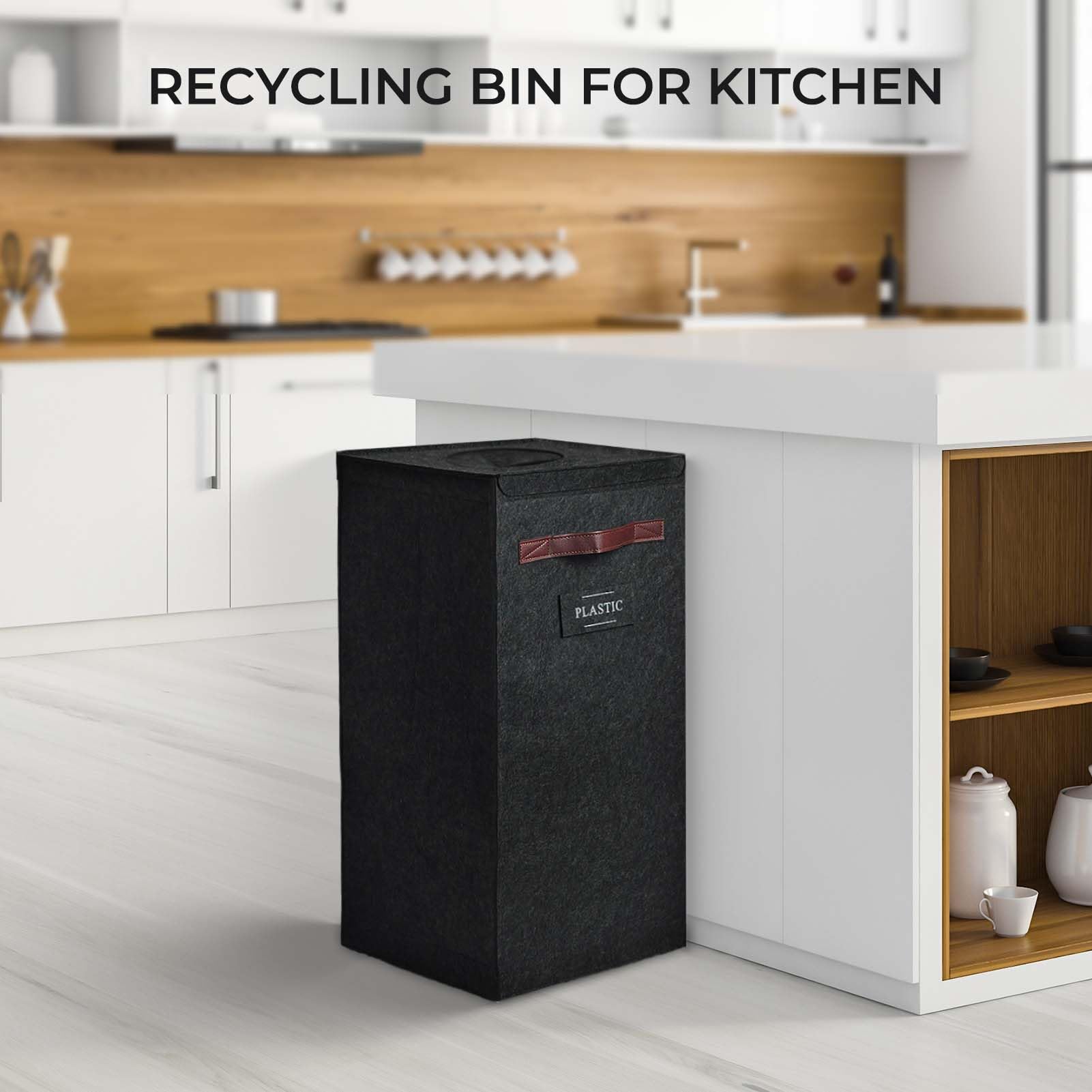 Rolheit Recycling Bin For Kitchen 26 Gallon, Indoor Recycle Bin With Lid, 100L Recycle Trash Can, Large Recycling Bin For Home W