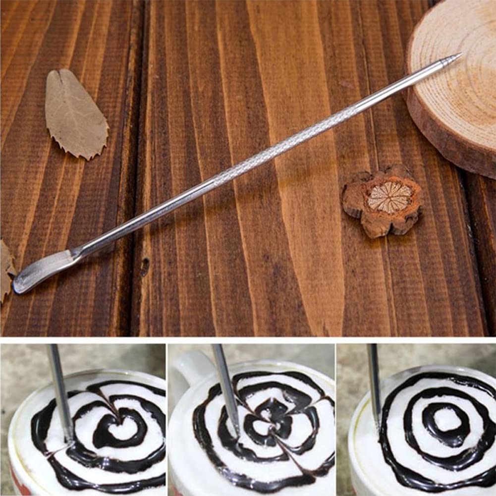 3Pcs Coffee Art Pen 5.3Inch Stainless Steel Coffee Fancy Stitch Needles For Cafe Home Kitchen Coffee Latte Decorating