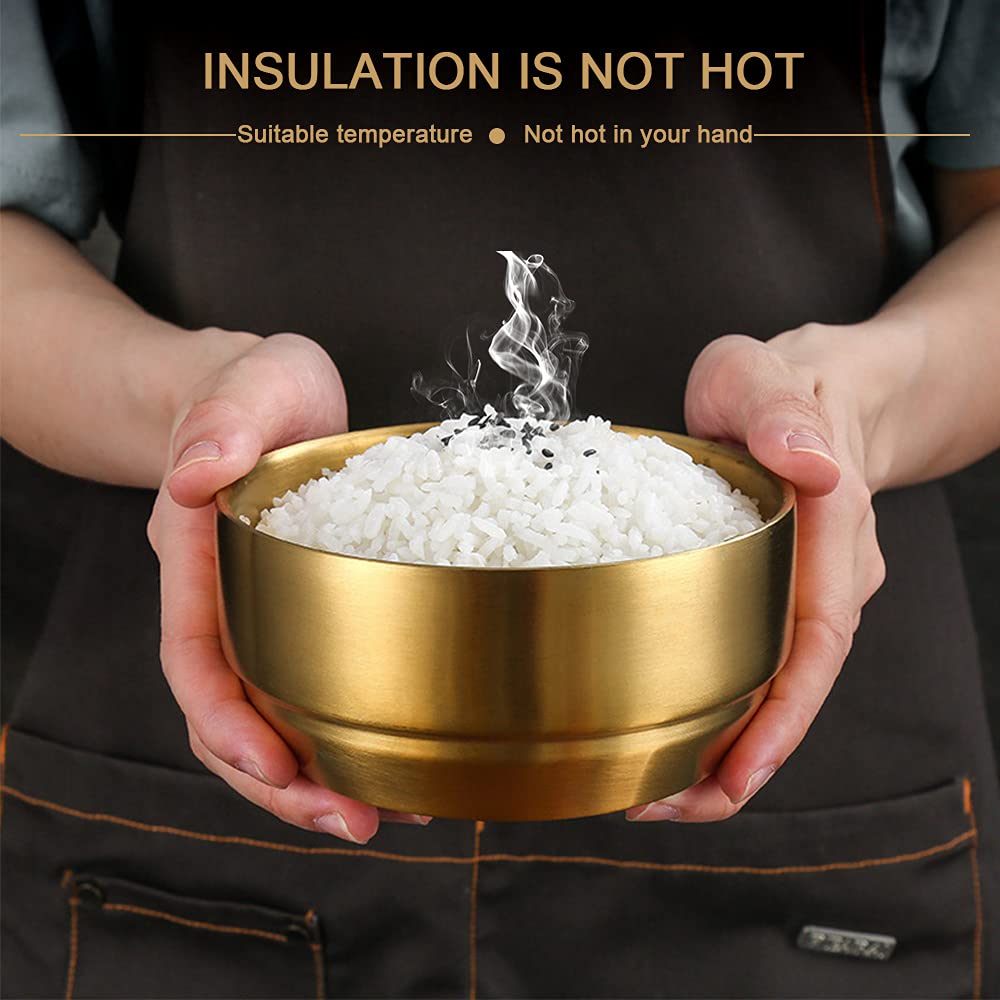 Roucerlin 4Pack Thick 304 Stainless Steel Bowls, Small Double Wall Rice Bowls, Stainless Steel Soup Bowl Salad Bowl Noodle Bowl,