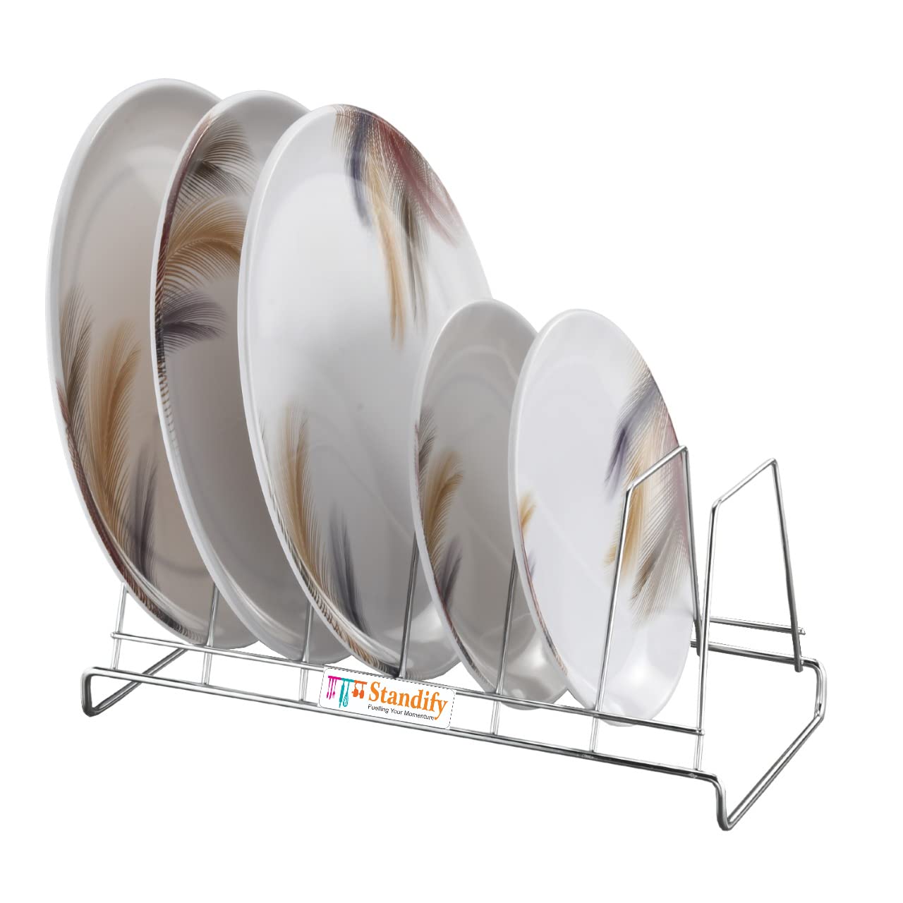 Standify Stainless Steel Plate Stand Dish Rack Lid Holder Kitchen Rack Kitchen Organizer (Small)