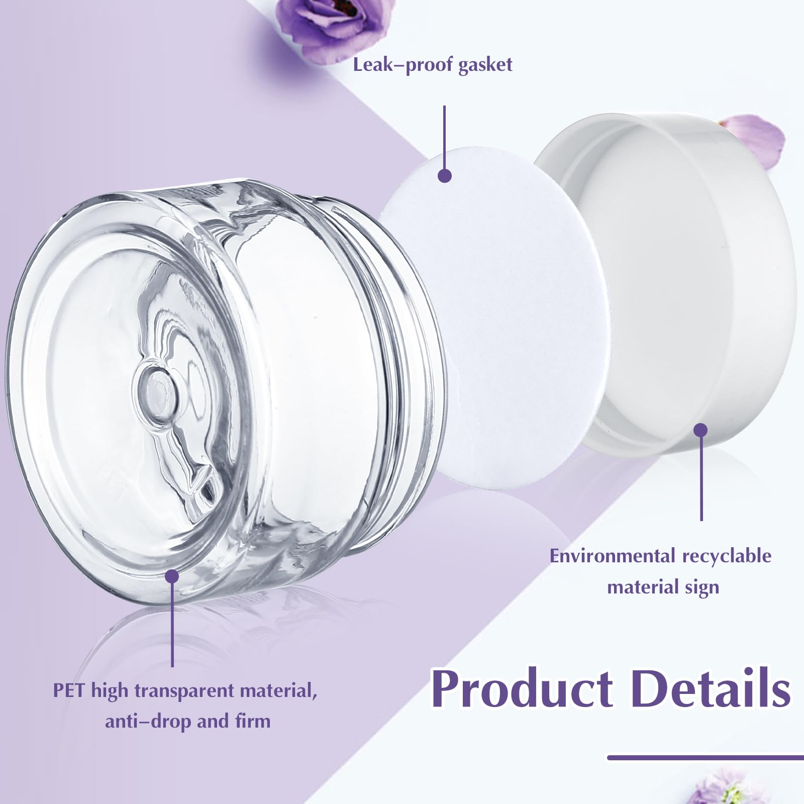 Lanties 200 Pcs 1 Oz Empty Bulk Plastic Container Jars With White Lid Leak Proof Round Clear Plastic Jars Small Cosmetic Travel