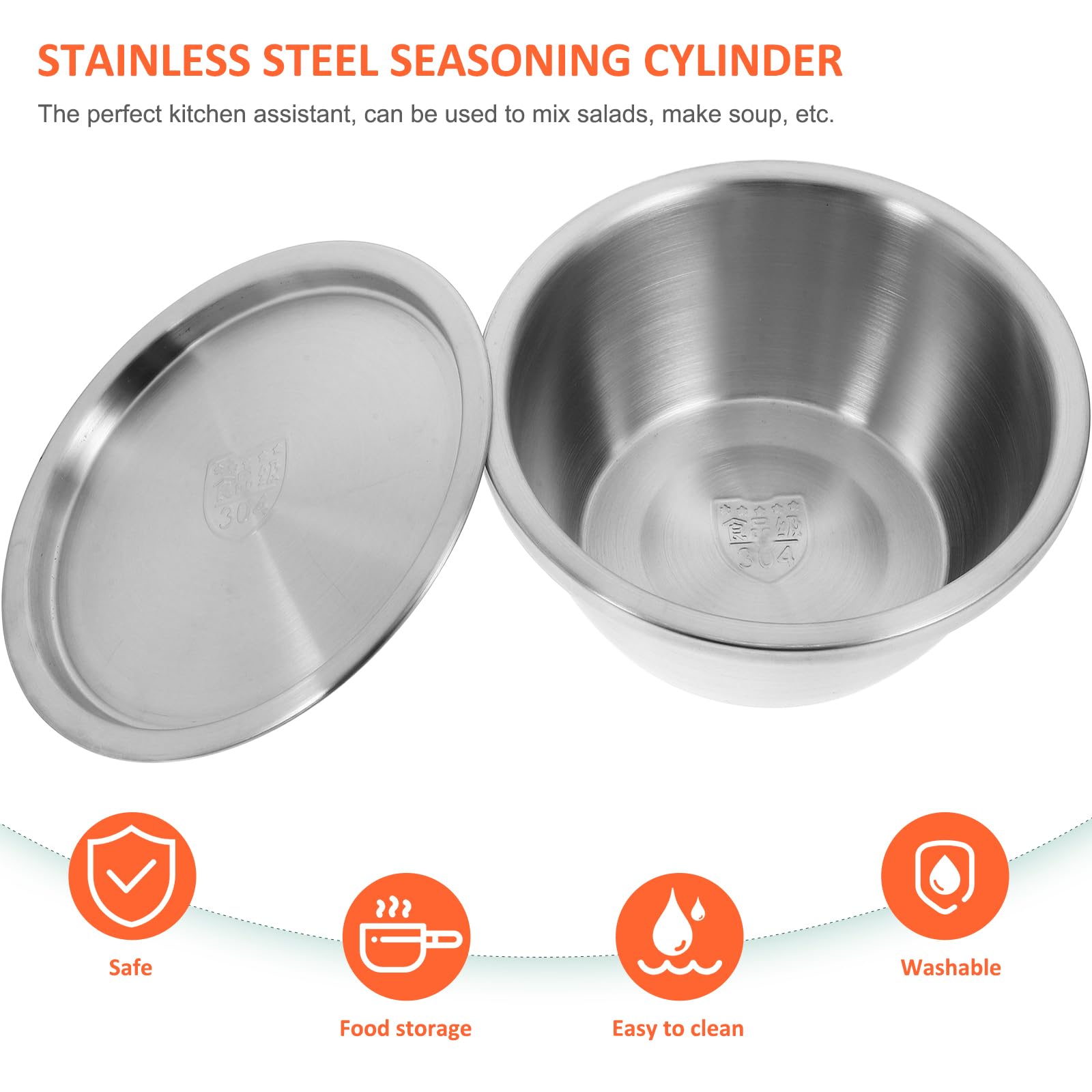 Hemoton Stainless Steel Mixing Bowl with Lid, 18x16x8.8CM, Silver, Ideal for Meal Prep, Baking, and Storing in Kitchen