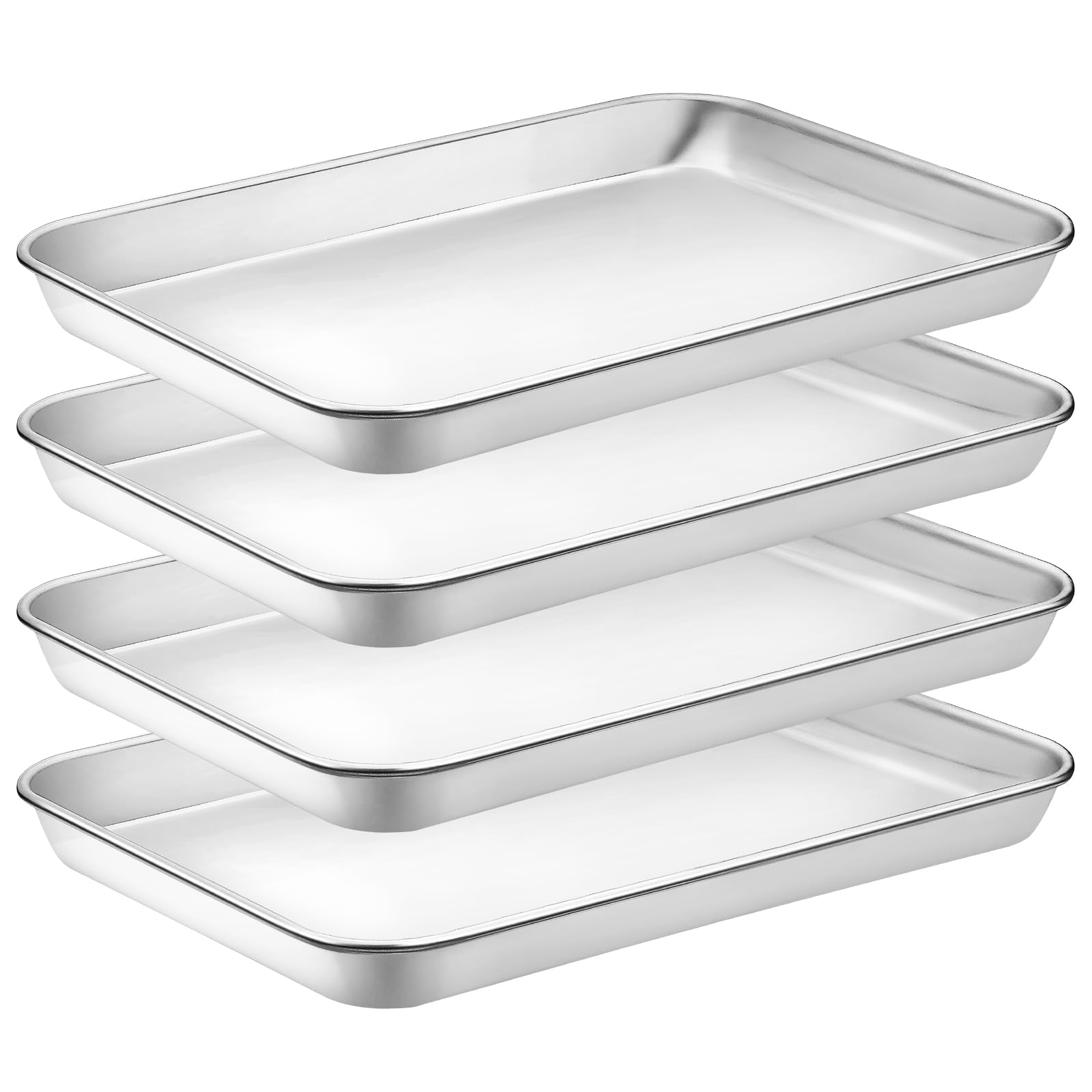 CEKEE 4 Pack Baking Pans Set, Nonstick Stainless Steel Cookie Sheets for Baking, Heavy Duty & Dishwasher Safe Sheet Pan-10x7x1in
