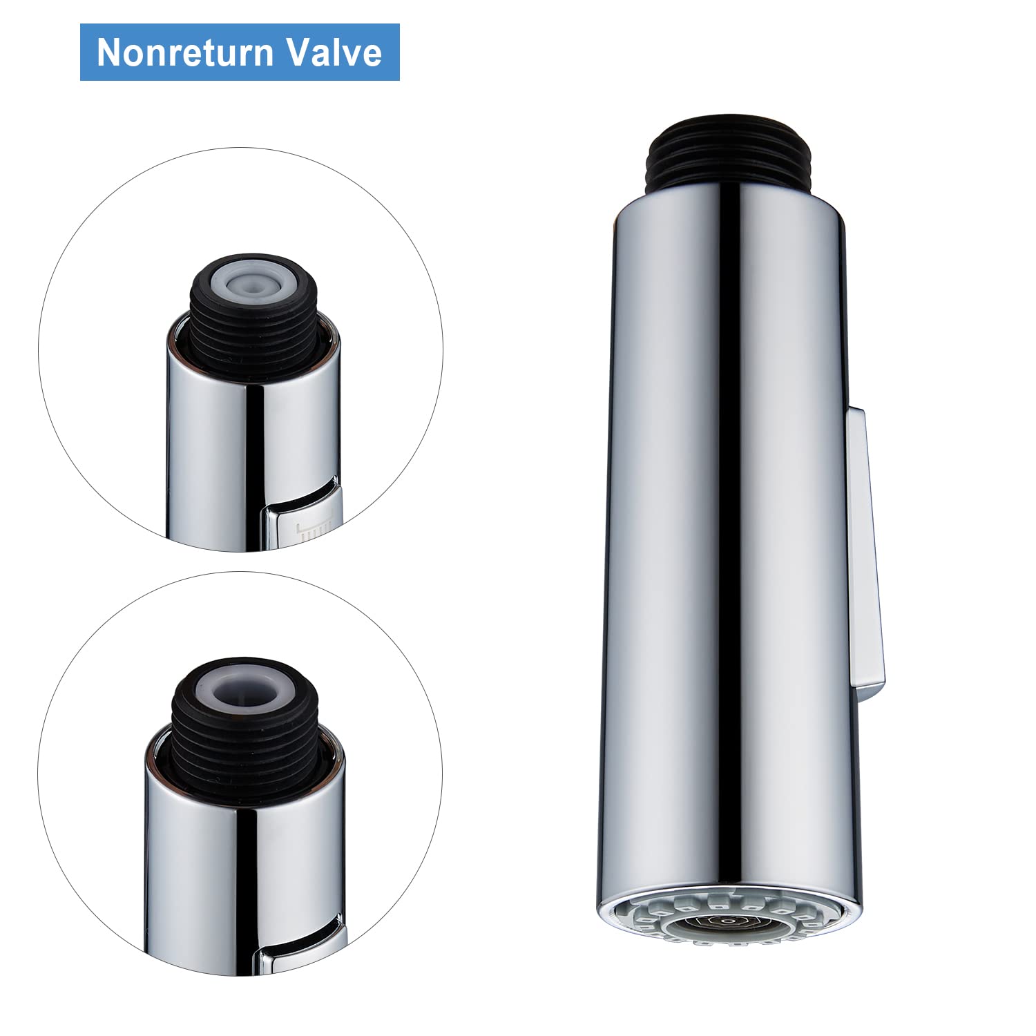 GORDEE Kitchen Faucet Sprayer Head  Pull Down Sprayer Column Shape 2-Function Switch Sink Faucet Replacement Head  1.8 GPM 0.8 inch Connector(MALE)  General US Standard  Polished Chrome