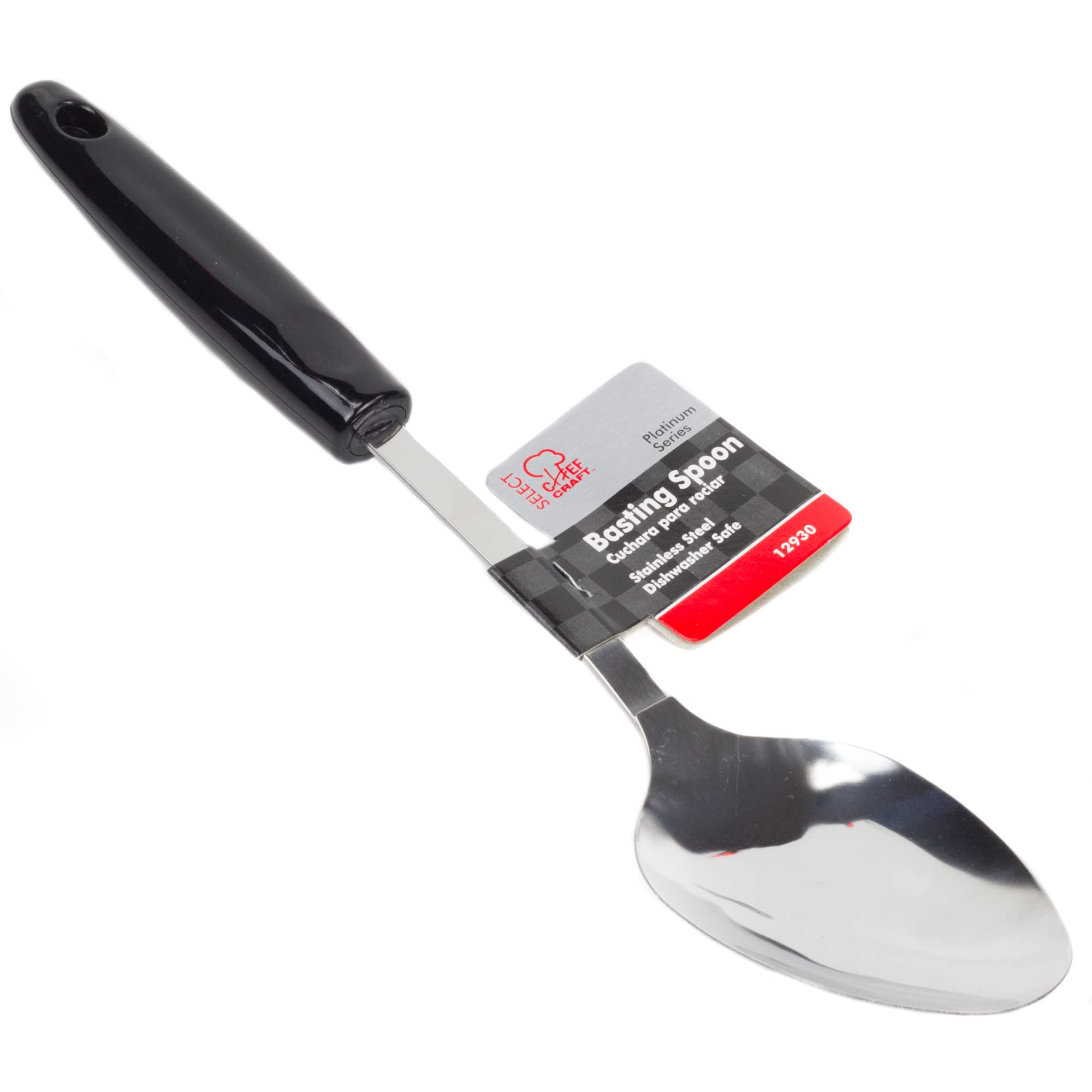 Chef Craft Select Basting Spoon, 12 Inch, Stainless Steel/Black