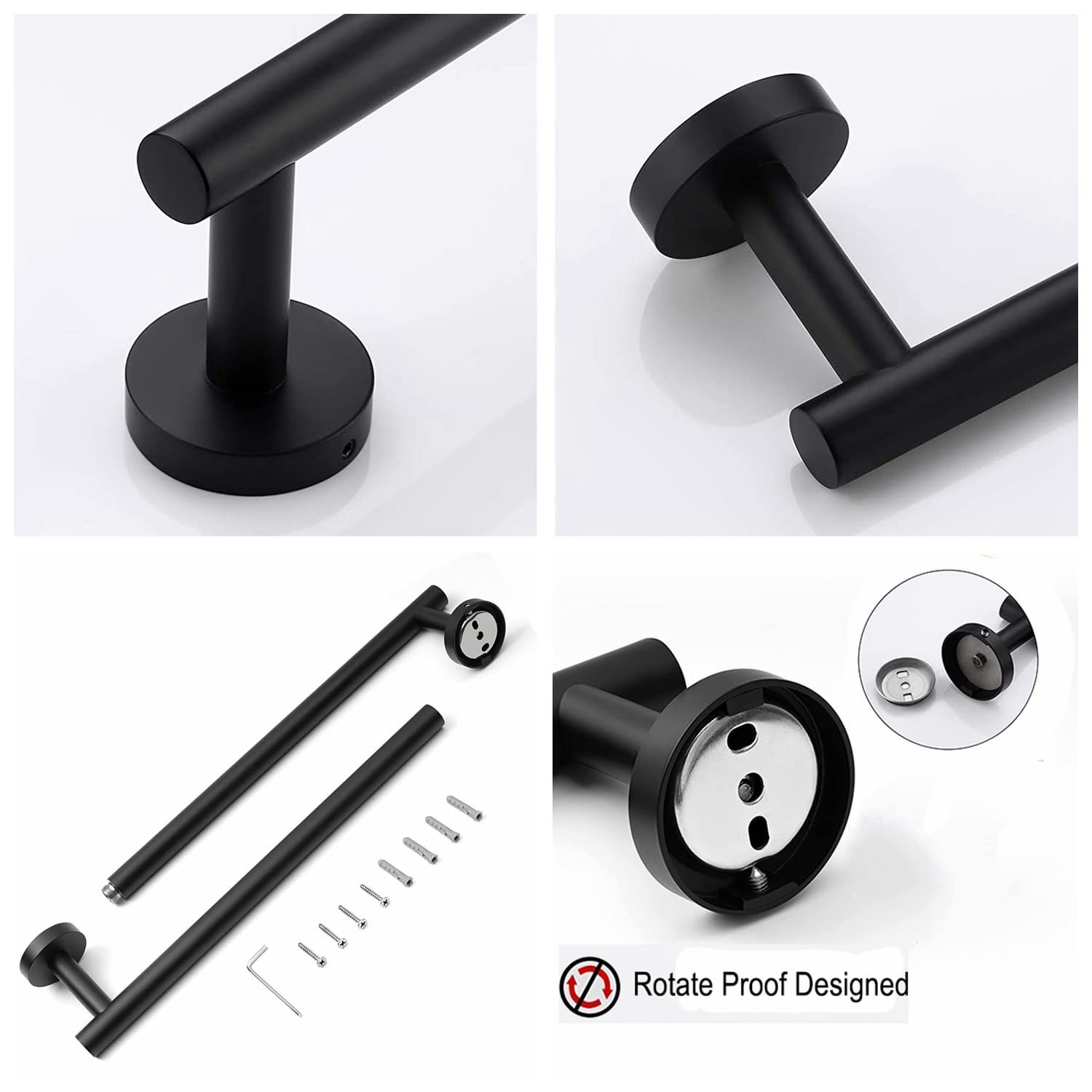 Towel Bar 2 Pack For Bathroom Kitchen Hand Towel Holder Matted Black Sus304 Stainless Steel Rustproof Wall Mount 24 Inch Towel R