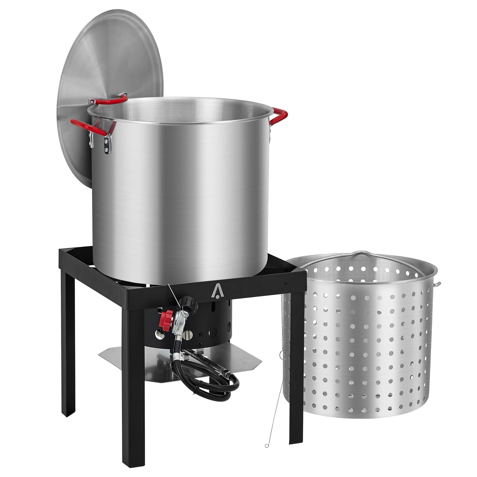 100Qt Aluminum Outdoor Seafood Boil Kit, Seafood Boil Pot with Strainer Basket, Propane Stove Burner for Outdoor Cooking Seafood