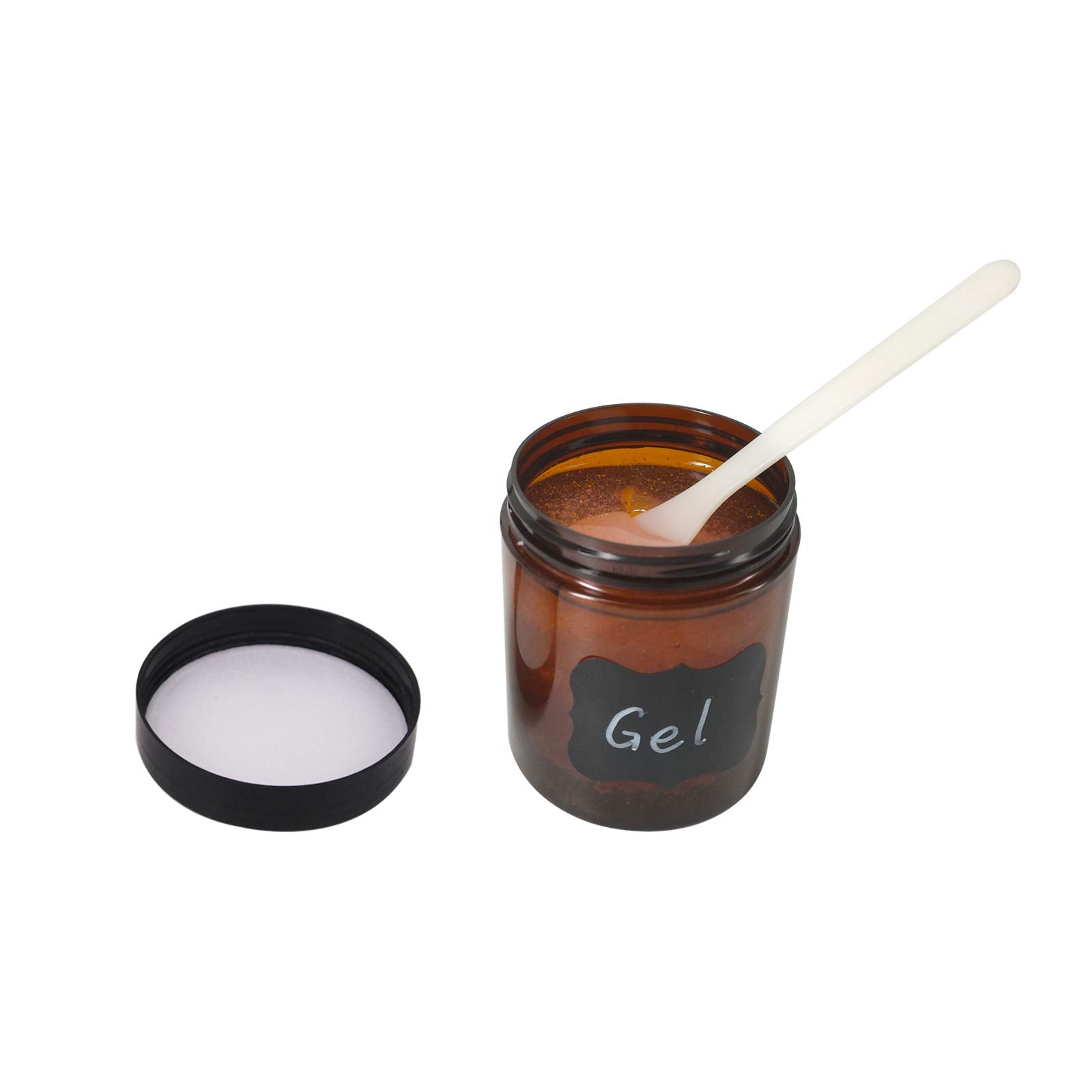 ZMYBCPACK 12 Pack 8oz Amber Plastic Jars with Black Lids & Spatulas - Versatile Storage for Cosmetics, Creams, Gels, and Travel