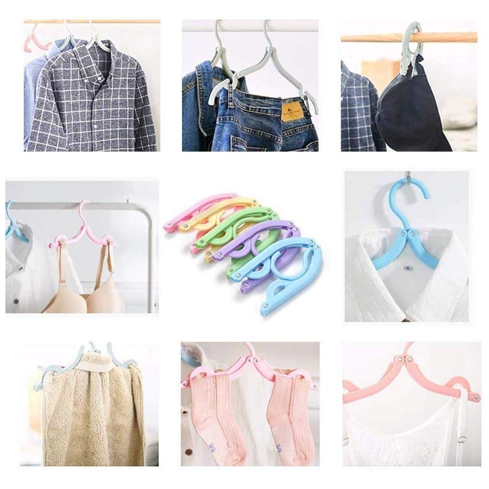 20 Pcs Travel Hangers With 12 Pcs Clips- Cruise Ship Essentials Portable Folding Clothes Hangers Travel Accessories Foldable Clo