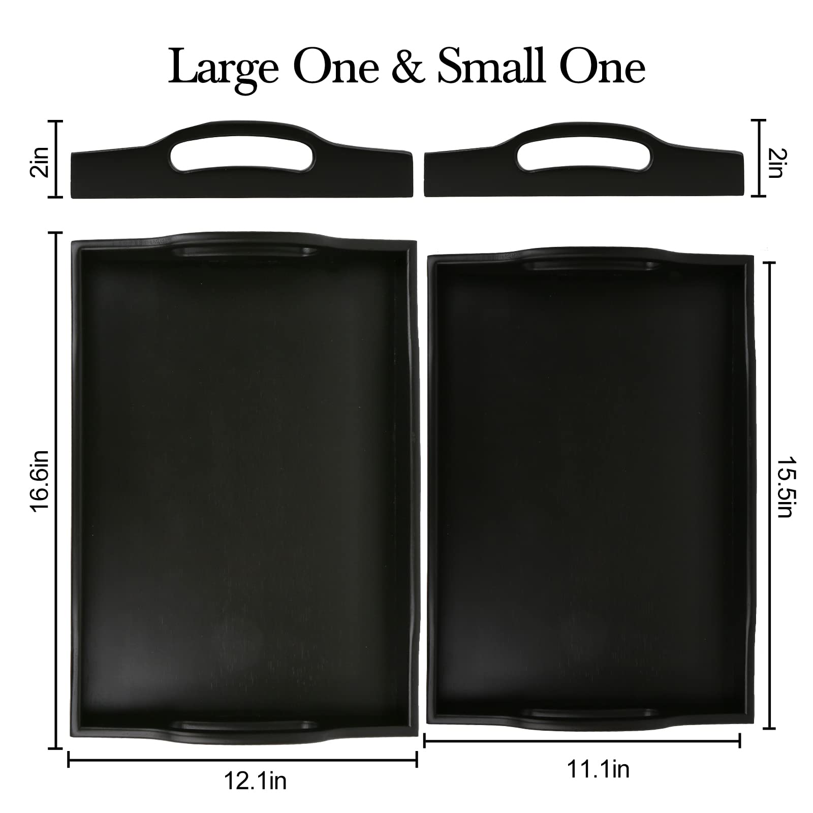 Bamboo Small And Large Food Serving Tray With Handles For Tea Snack Wooden Tray For Kitchen Counter Coffee Living Room Dinner Tr