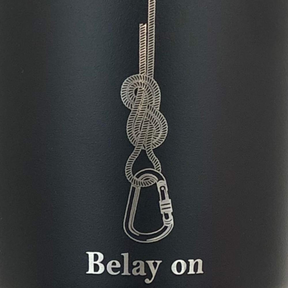 Rock Climbing Belay On Travel Mug For Men & Women, Polar Camel Black Vacuum Insulated Stainless Steel 30 Oz. Tumbler With Clear