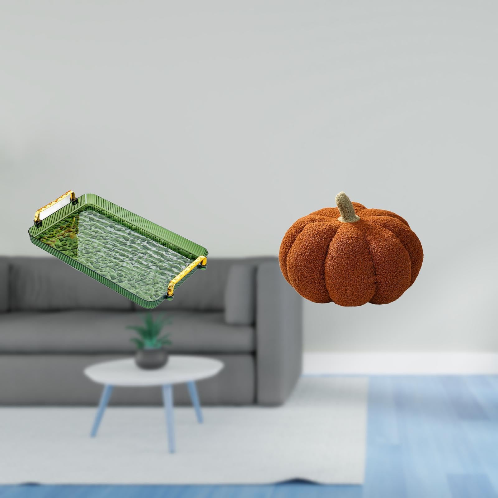 Enakshi Dessert Pumpkin Plate Coffee Table Tray With Handle Serving Tray Jewelry Storage Plush Decorative Sofa Cushion For Dinin