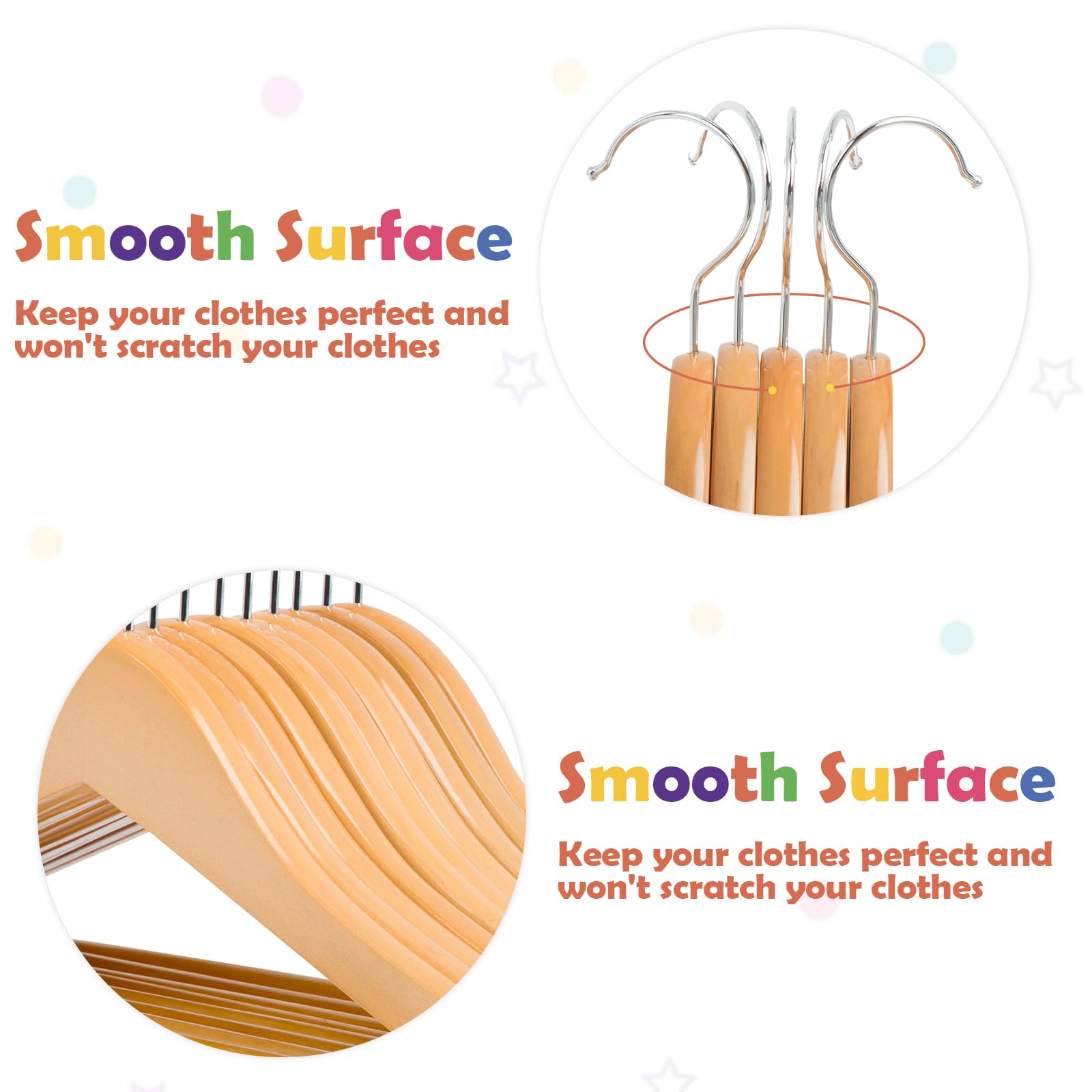 Elong Home Baby Hangers, 20 Pack Natural Wooden Kids Hangers For Closet, Premium Children'S Clothes Hangers With 360 Swivel Hook