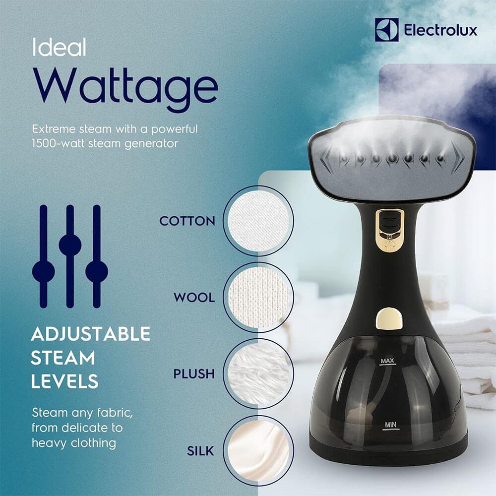 Electrolux Portable Handheld Garment And Fabric Steamer 1500 Watts, Quick Heat Ceramic Plate Steam Nozzle, 2 In 1 Fabric Wrinkle