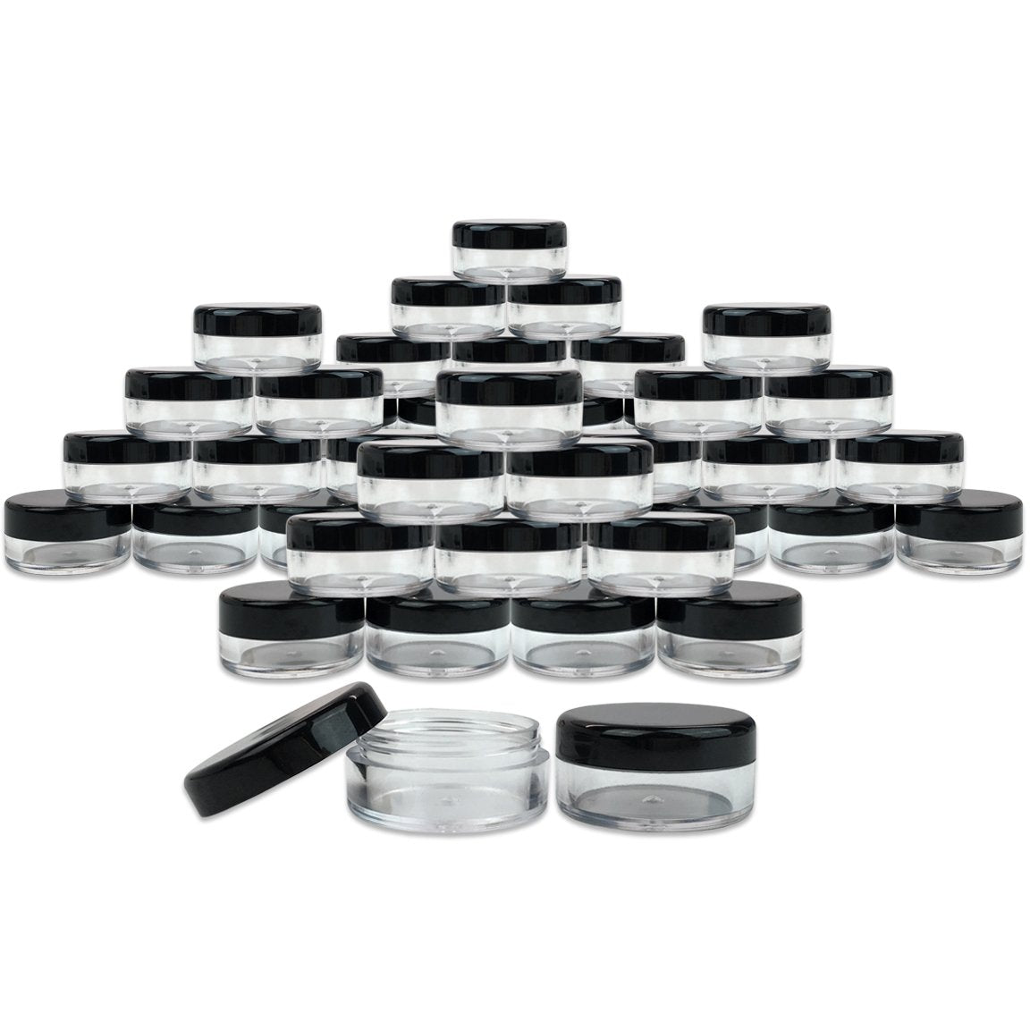 Beauticom 5G/5Ml Round Clear Jars With Black Lids For Beads, Gems, Glitter, Charms, Small Arts And Crafts Items (Quantity: 200Pc