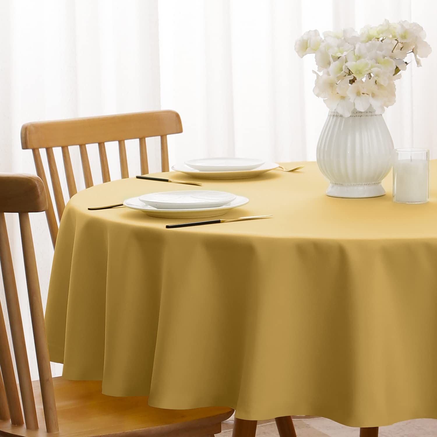 Softalker Fall Round Tablecloth Waterproof & Stain Resistant Table Cloth Wrinkle Free Fabric Washable 210Gsm Polyester Table Cov