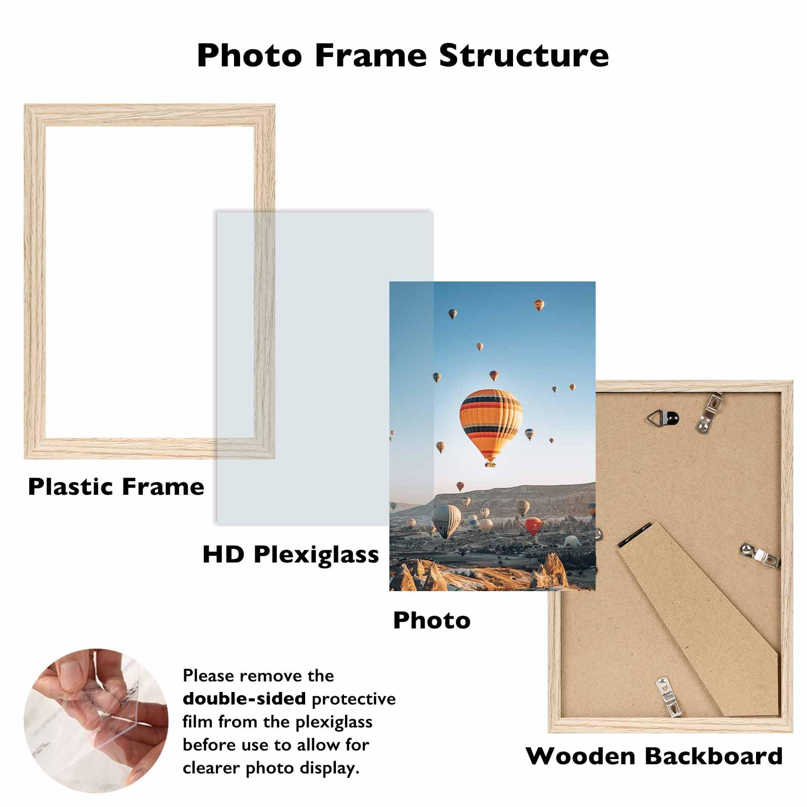 JCJMY 6x9 Picture Frame for Wall Hanging or Tabletop, Wall Mounting Horizontally or Vertically, 6 x 9 Wall Gallery Poster Photo