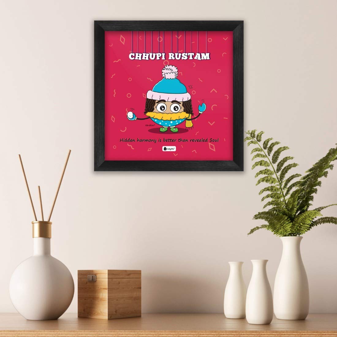 Indigifts Cute Funny Gift For Best Friend Sister Girl Chhupi Rustam Printed Poster Frame 6X6 Inches- Funny Gift Idea For Friend,