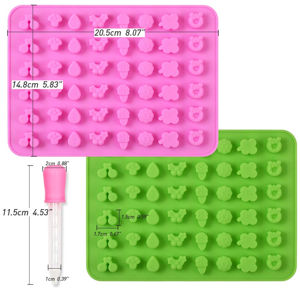 Cozihom Fruits And Plants Silicone Gummy Molds, Chocolate Candy Mold With 2 Droppers, Food Grade Silicone, 4 Pcs