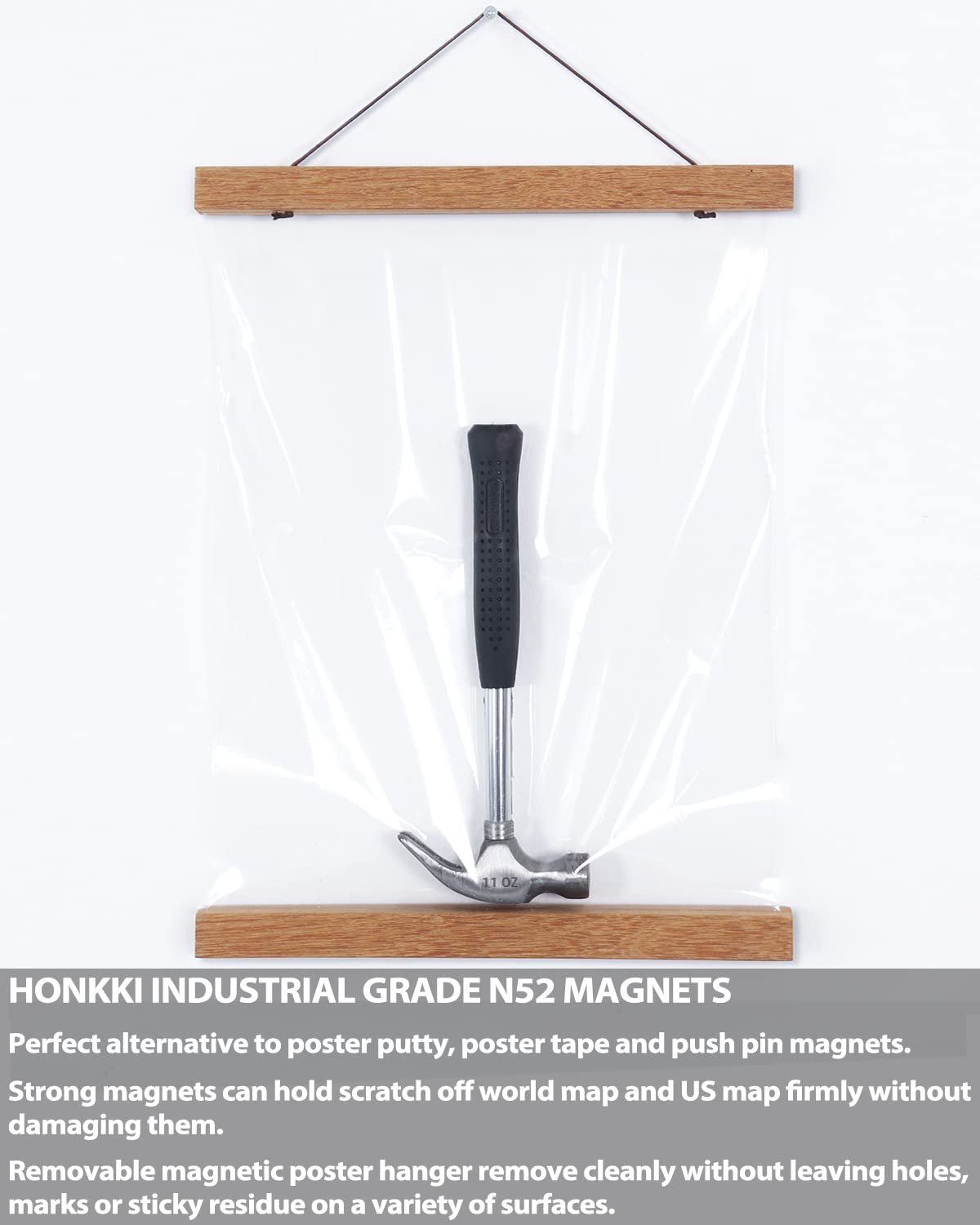 Magnetic Poster Frame Hanger  Natural Teak  16x24 16x22 16x20 Poster Hanger for Photos  Pictures  Prints  Maps  Scrolls and Canvas Artwork