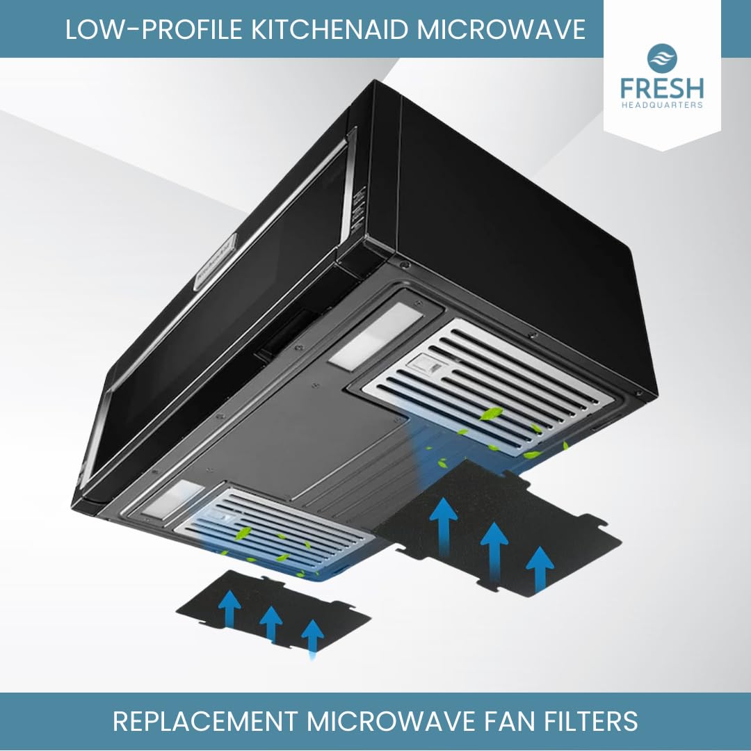 Replacement Air Filters For Microwave Oven - 2 Pack Activated Charcoal Filters Compatible With Kitchen Aid And Whirlpool Over Th