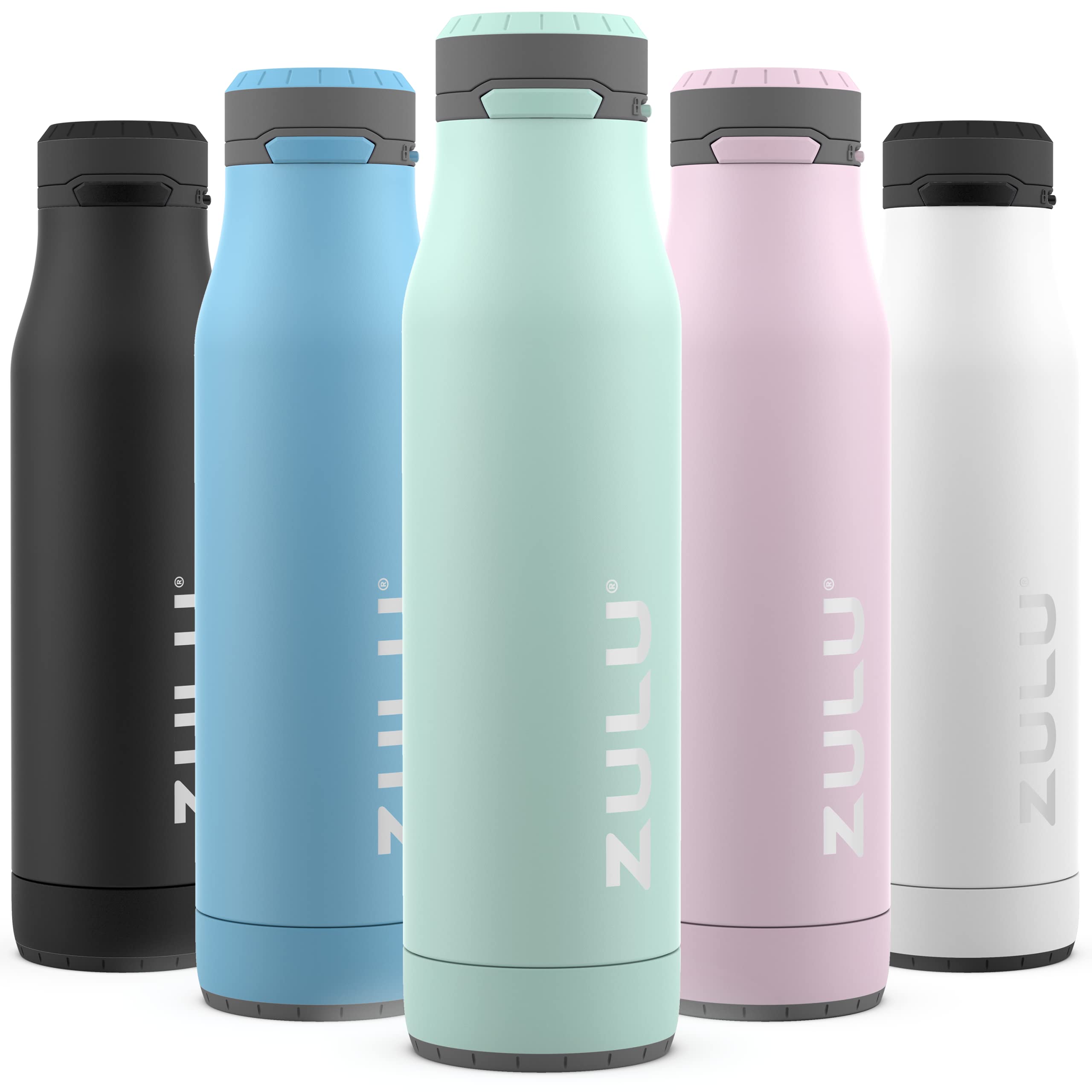 Zulu Ace 24Oz Vacuum Insulated Stainless Steel Water Bottle With Chug Spout | Leak-Proof Locking Lid And Removable Base |Reusabl