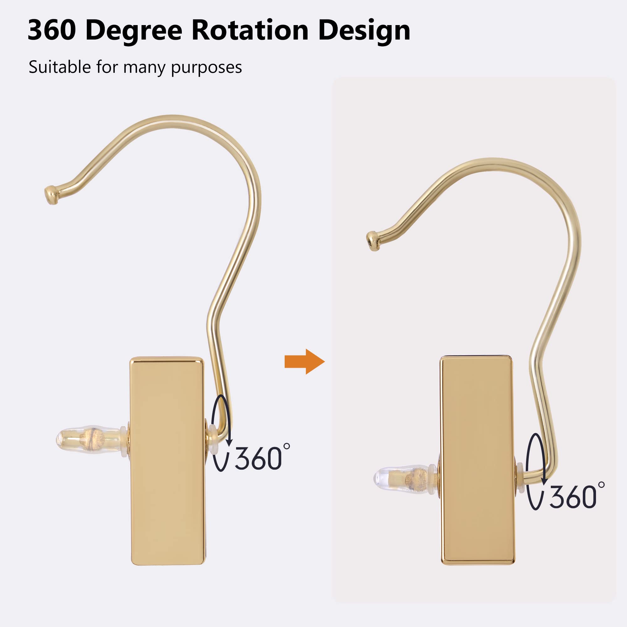 Bewishome 30 Pcs Gold Boot Hangers For Closet, Laundry Hooks With Clips, Boot Hanging Hold Clip, Clothes Pins, Space Saving Port