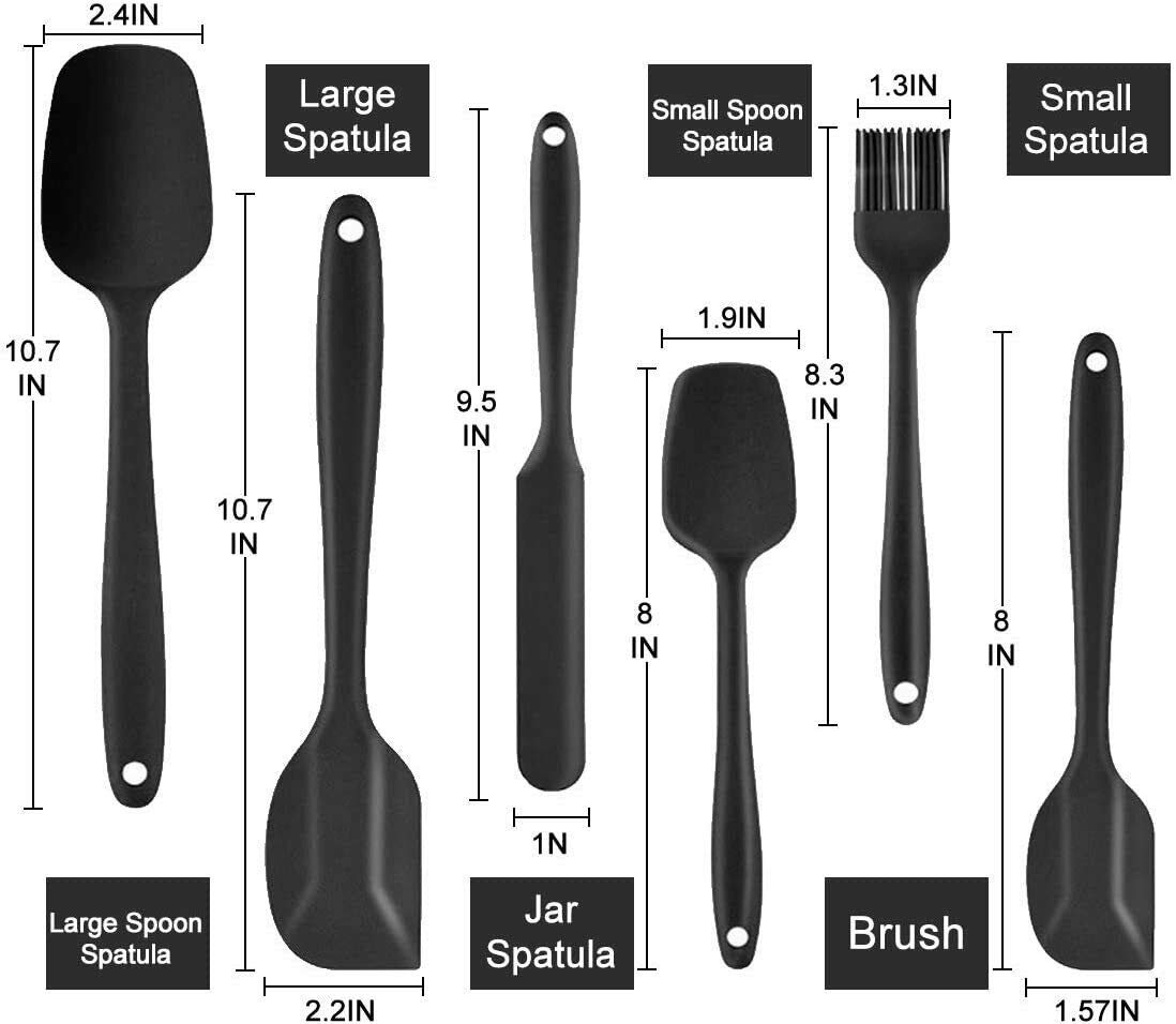Silicone Spatula Set Heat Resistant Kitchen Spatulas For Non Stick Cooking And Baking Seamless One Piece Flexible Spatula, Dishw