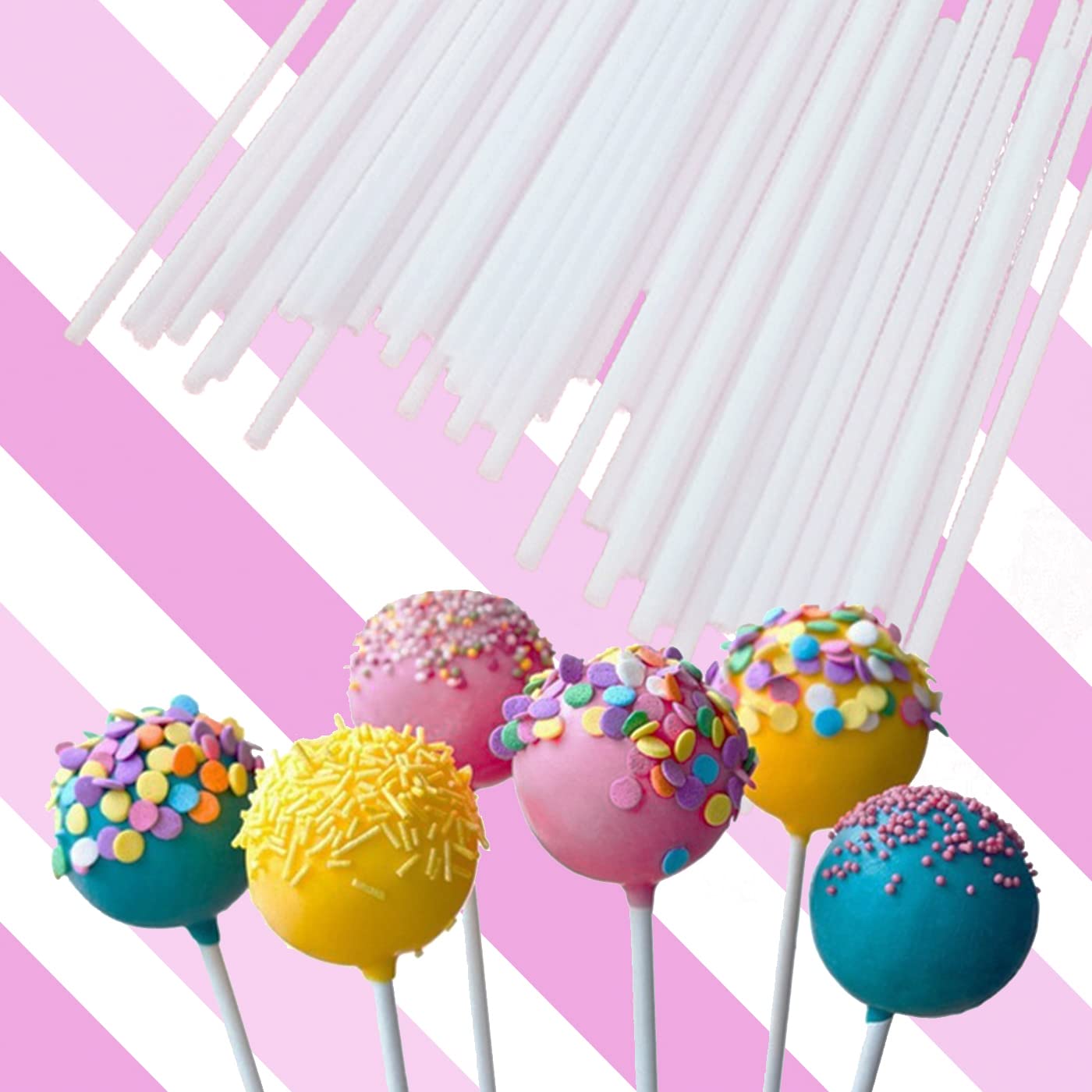 Lollipop Cake Pop Treat Bag Kit, Including 100Pcs Cake Pop Sticks, 100Pcs Parcel Bags, 100Pcs Twist Ties And 1 Cake Pop Mold, Ca