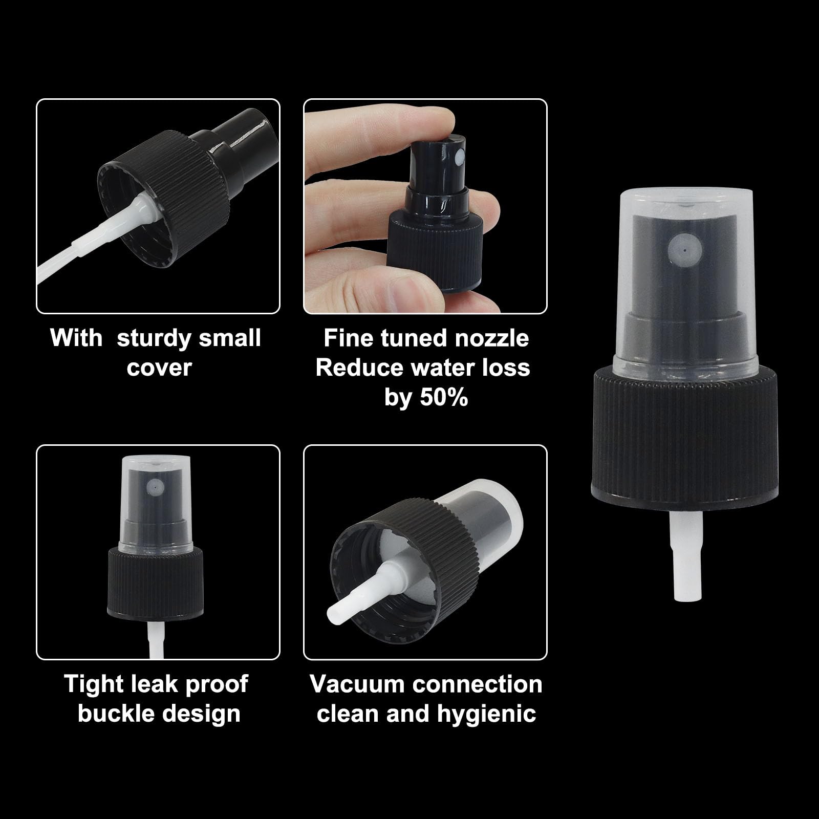 Waziaqoc 6Pcs Spray Bottle Top, Nozzle Sprayer Tops Replacement, 24Mm Plastic Sprayer Pump, Fine Mist Sprayer For Essential Oil,