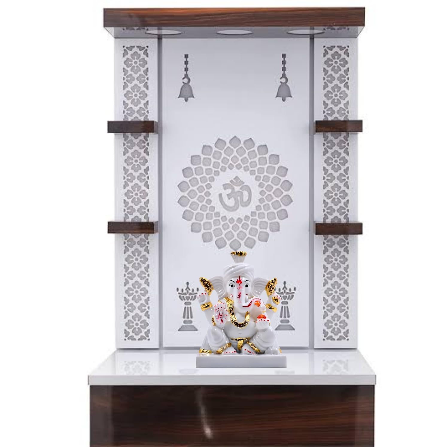 Seema Handicraft Pagadi Ganesh Idol White And Gold, Marble For Home, Office, Gift, Good Luck, Lord Ganesha