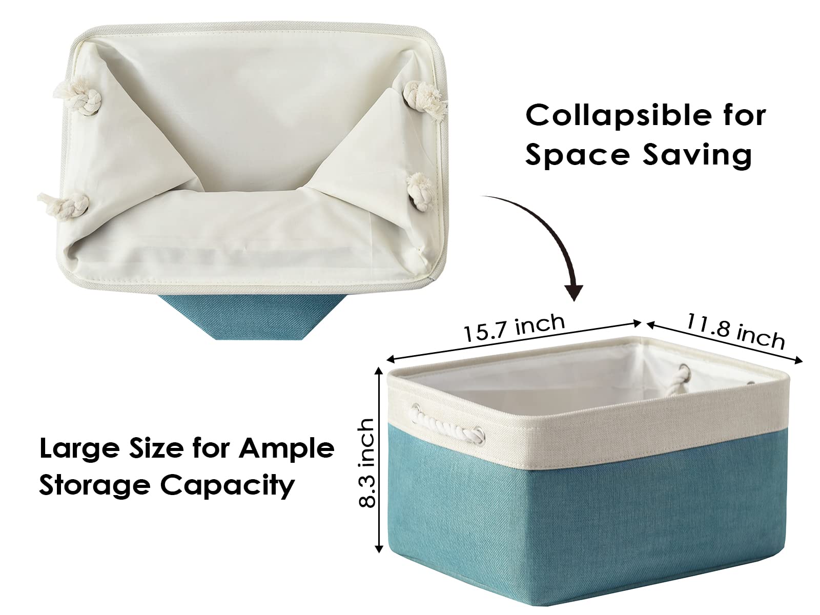 Thewarmhome Storage Bins - 11.8L  15.7.9W  8.3H 3 Pack Fabric Storage Baskets For Organizing Shelves | Large Basket Closet Organ
