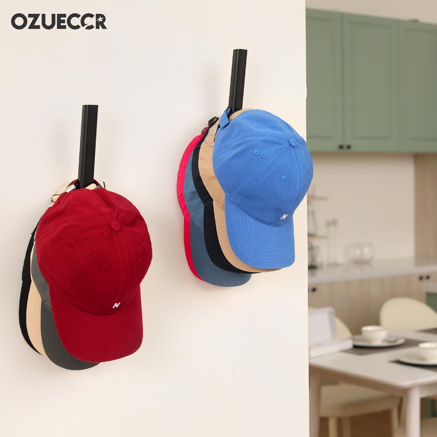 Ozueccr Hat Storage For Baseball Caps - Sturdy Space Saving Hat Holder On Wall Display For Hats, Bags, Clothes, Towels - Easy To