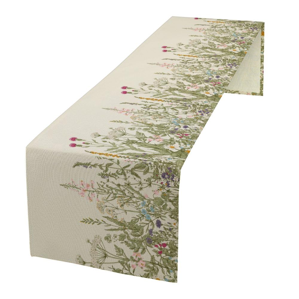 Retro Floral Table Runner Floral Beautiful Flower Rural Theme Dining Table Decor Repeated Symmetric Design for Kitchen Dining Ro