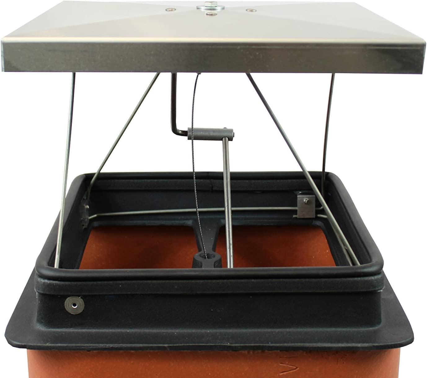 Us Fireplace Products Energy Top Damper - 8'' X 8'' Low Profile Chimney Seal Cap For Wood Burning Fireplaces