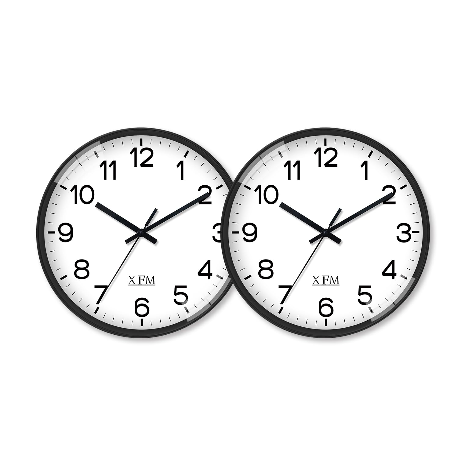 Xfm 2 Pieces Modern Small Wall Clocks Battery Operated Silent Non-Ticking Classic Analog Clock For Home Office Kitchen Bedroom L
