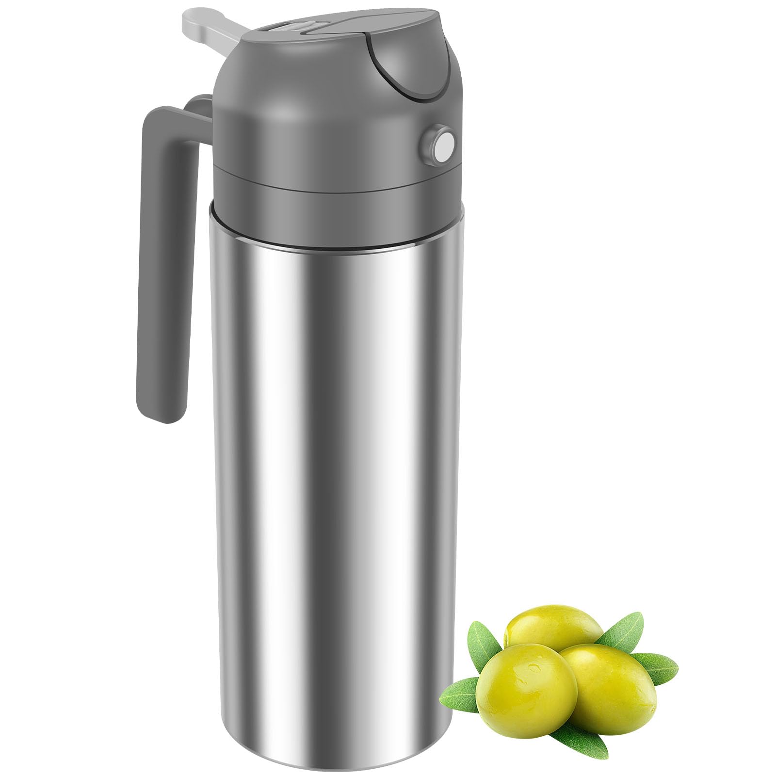 2 in 1 Oil Dispenser and Oil Sprayer, 304 Stainless Steel Oil Dispenser Bottle, 500ml Oil Sprayer for Cooking, Refillable Food-g