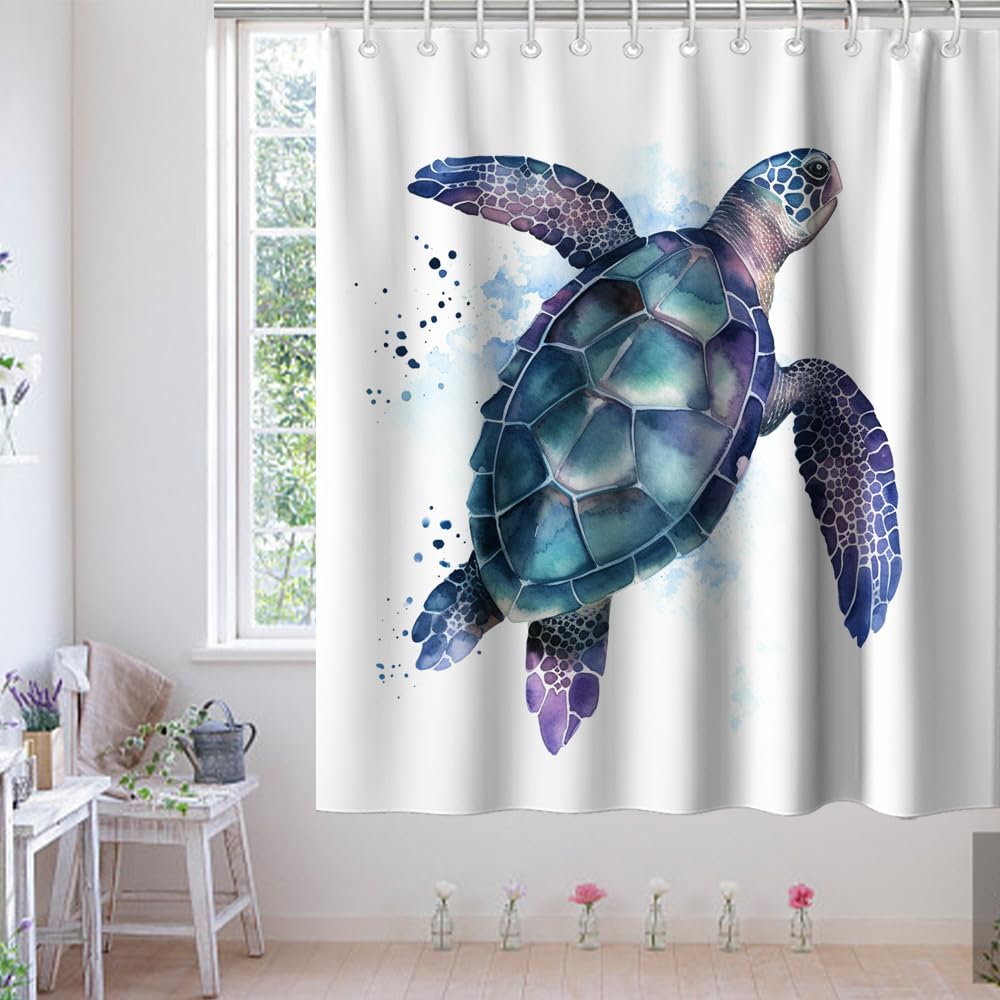 Final Friday Funny Sea Turtle Shower Curtains Ocean Animal Cartoon Kids Theme Cloth Fabric Bathroom Decor Sets With Hooks Waterp