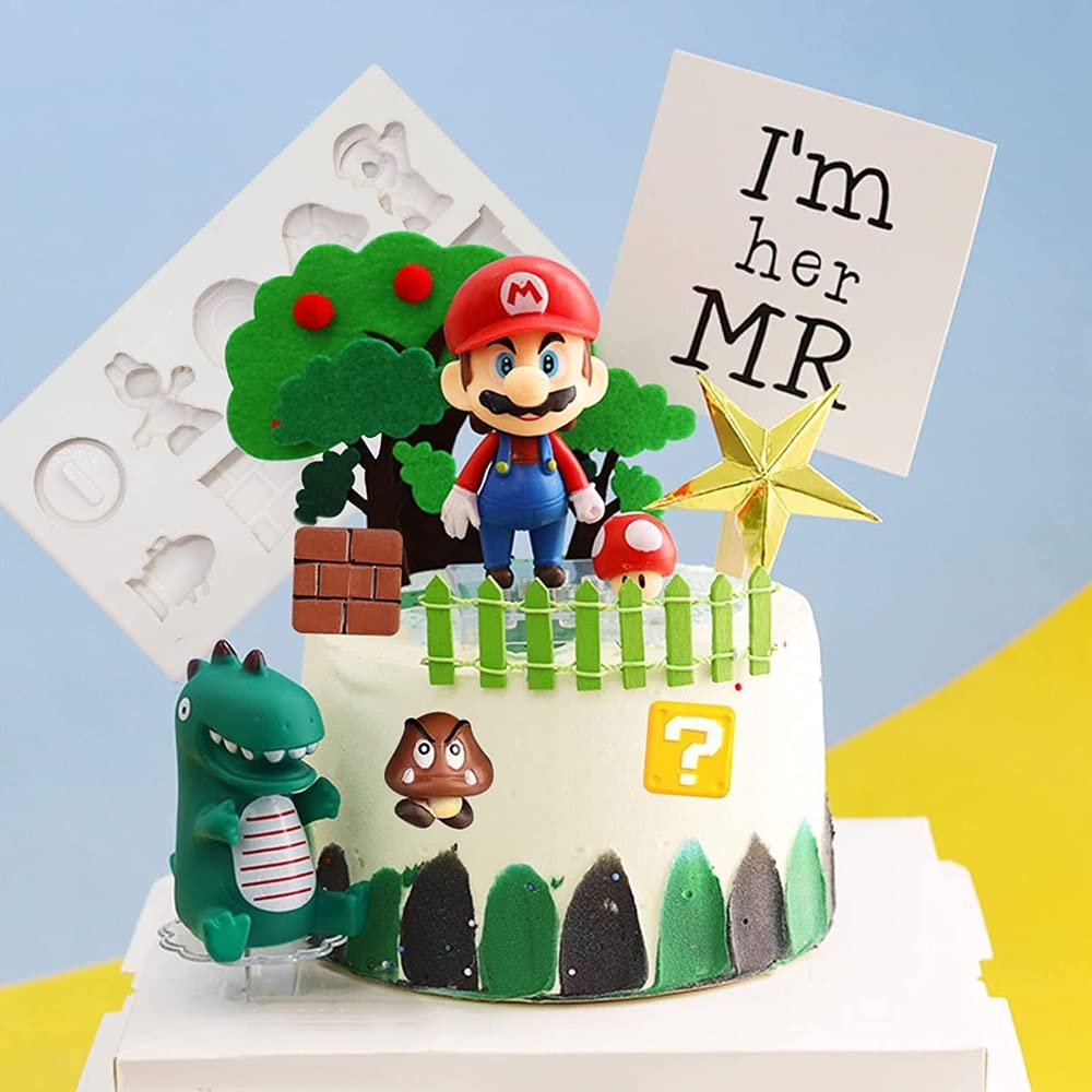 Inku 9-Cavity Super Mario Fondant Molds Silicone Candy Mold, Baking Cake Decorating Mold Tools For Cupcake Chocolate, Ice Cube &