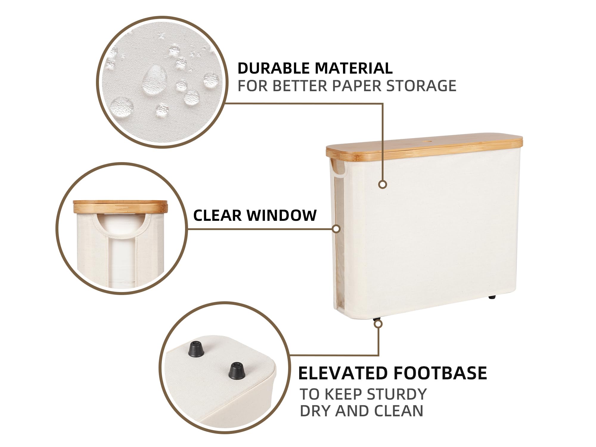 Storageworks Toilet Paper Storage Basket, Toilet Paper Container With Bamboo Lid, Large Toilet Paper Holder For Up To 9 Mega Rol