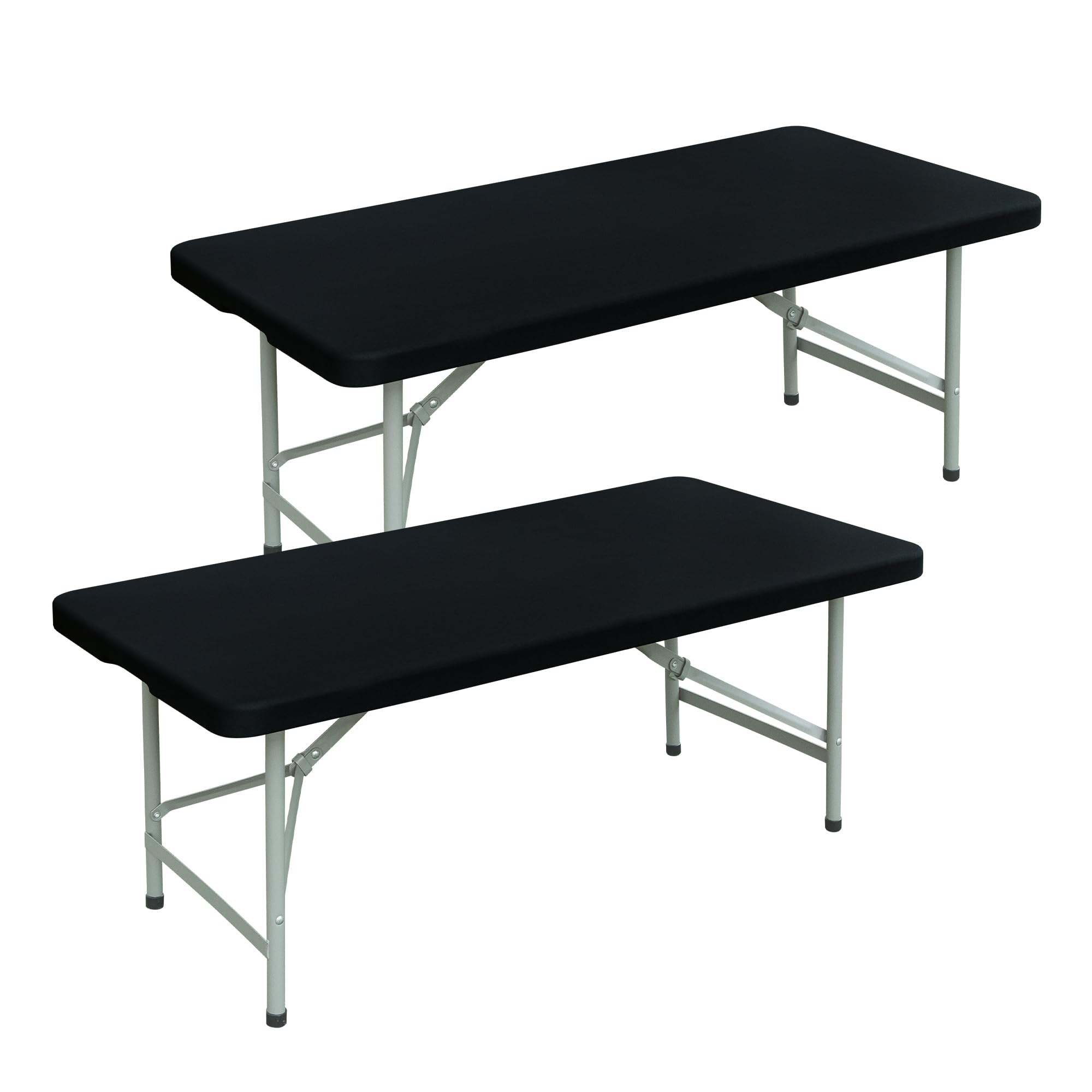 mylacerhome 2 Pack Rectangle Fitted Tablecloth 24X48 Inch Stretch Spandex Black Washable Table Cloth Elastic Table Topper for In