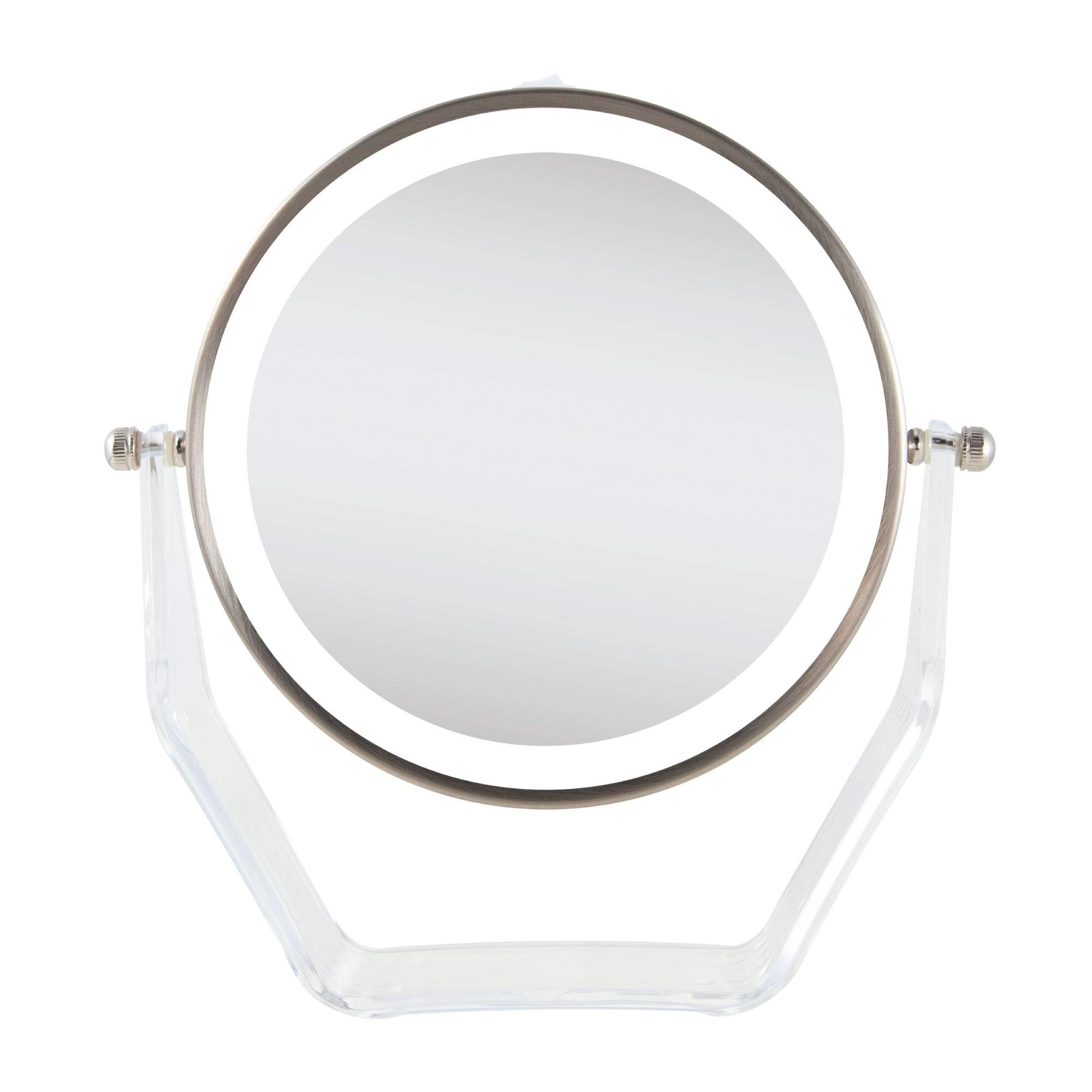 Zadro Led Lighted 8X/1X Magnification Two-Sided Swivel Acrylic Base Vanity Makeup Mirror For Bedroom, Bathroom And Tabletop In S