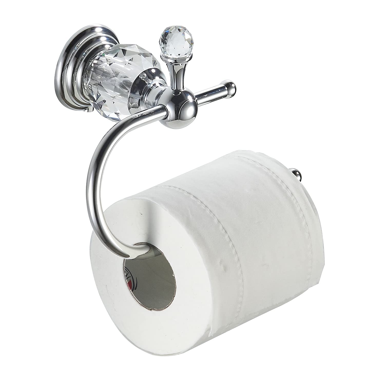 Wolibeer Crystal Toilet Paper Holder, Polished Chrome Tissue Paper Holder Silver Bathroom Toilet Roll Hanger Wall Mounted Brass
