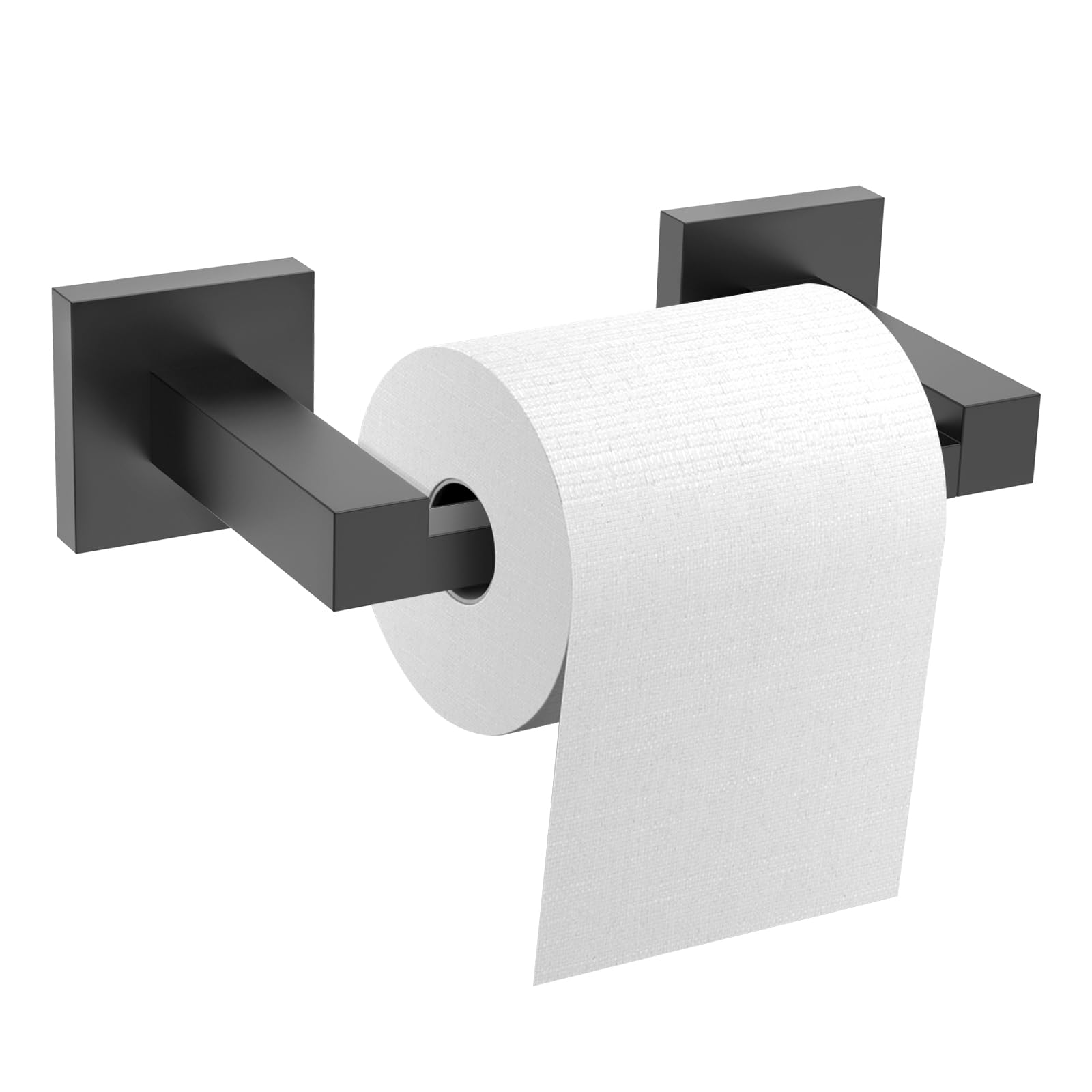 Matte Black Toilet Paper Holder Wall Mount, Sus304 Stainless Steel Paper Towel Holder Double Base Large Bathroom Toilet Tissue R