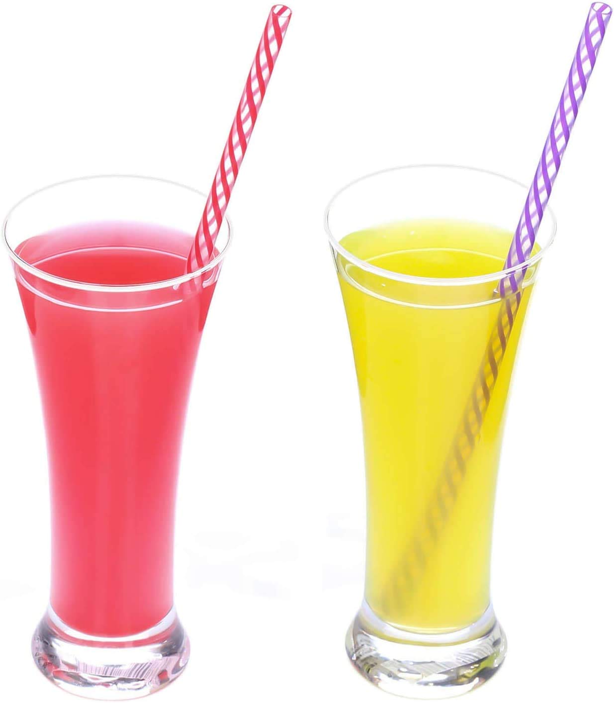 Dakoufish 12 Piece 12 Inch Reusable Plastic Thick Drinking Straws Bpa Free Mason Jar Straws Transparent Small Stripe (12Inch, Mi