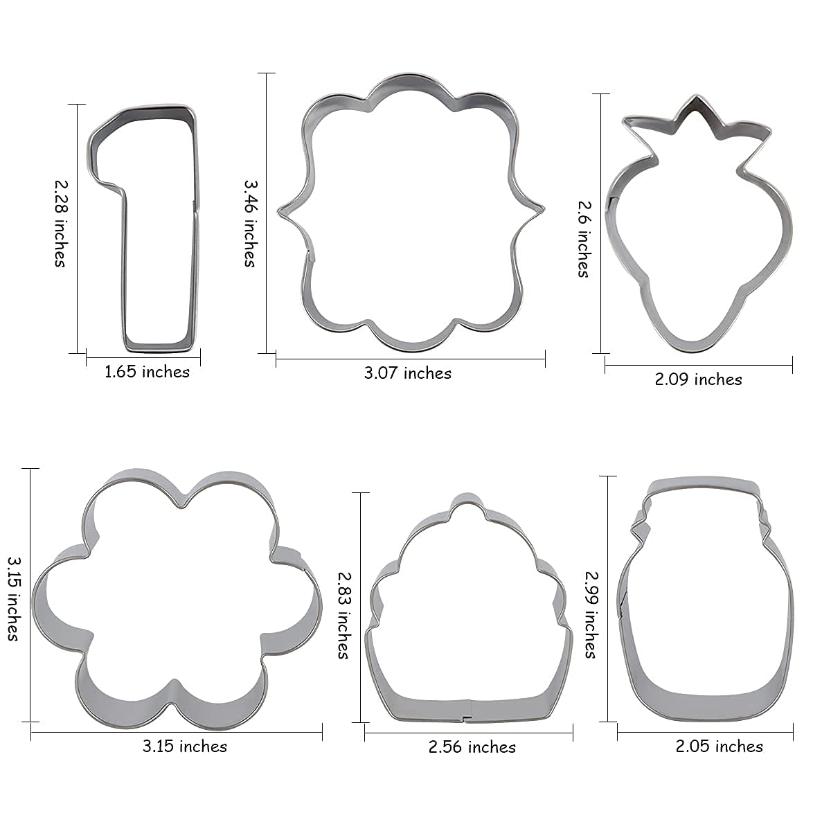 Fangleland Fruit Cookie Cutter Set Strawberry Theme Stainless Steel Molds 7 Packs For Berry Girl Sweet 1St Birthday Baby Shower
