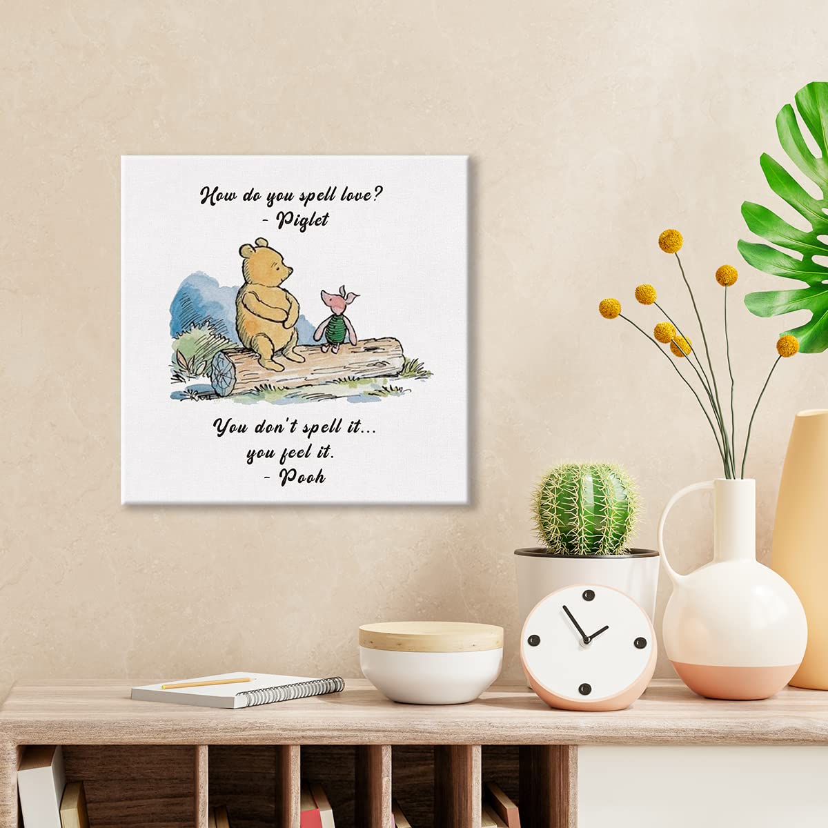 Classic Winnie The Pooh Wall Art Decor How Do You Spell Love Quote Canvas Painting Pictures Framed Print Sign Artwork Ready To H